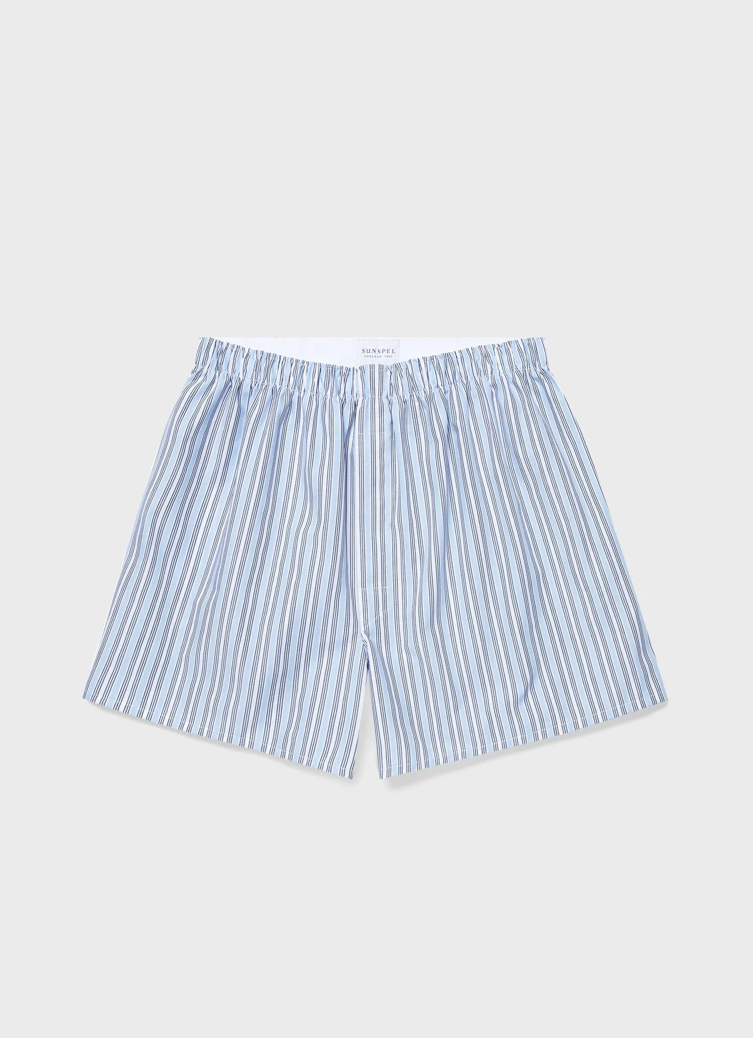 Men's Classic Boxer Shorts in Blue Stripe Sunspel