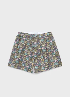 Men's Classic Boxer Shorts in Liberty Fabric in Navy Floral Tropics Sunspel