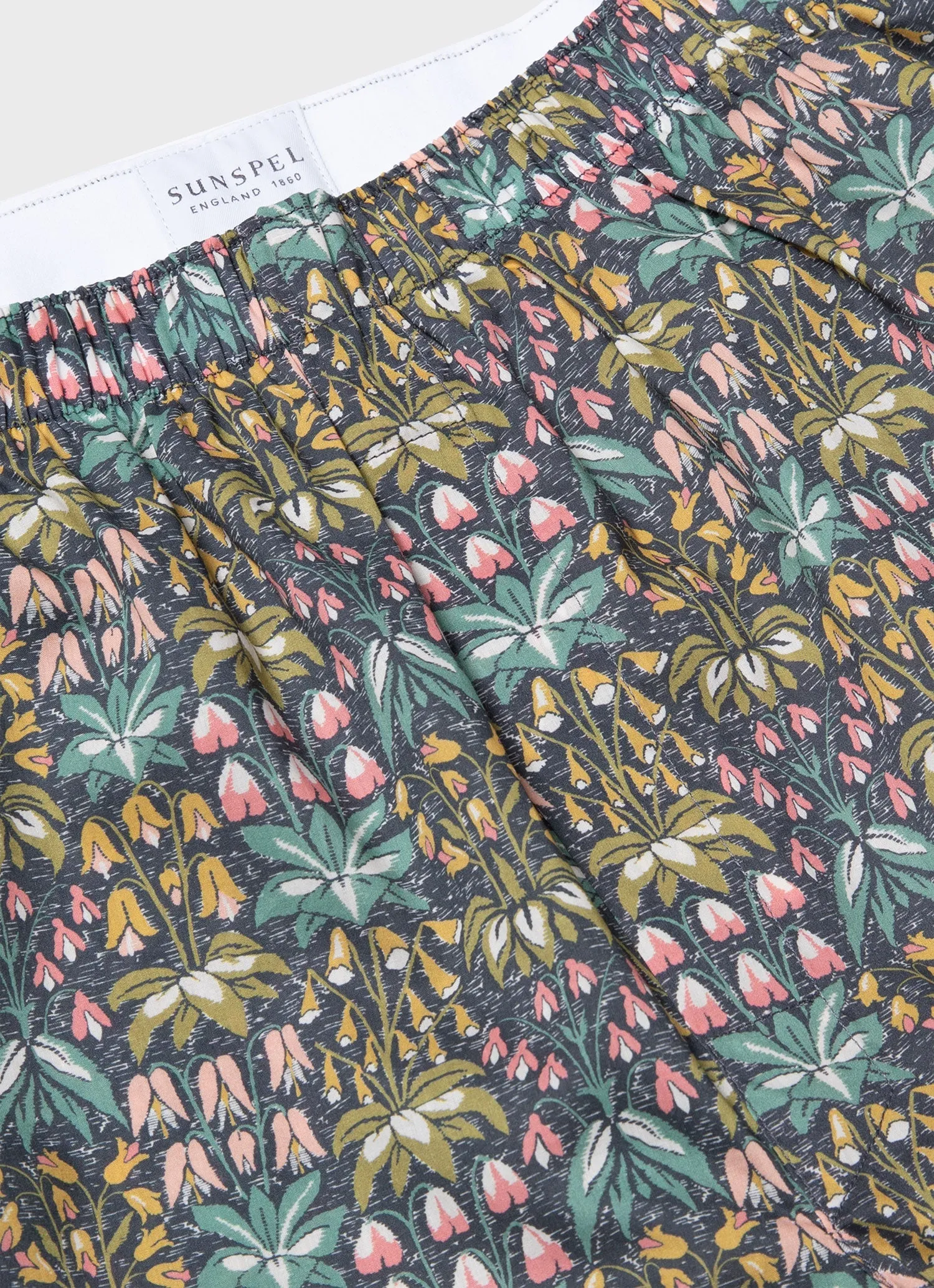Men's Classic Boxer Shorts in Liberty Fabric in Navy Floral Tropics Sunspel