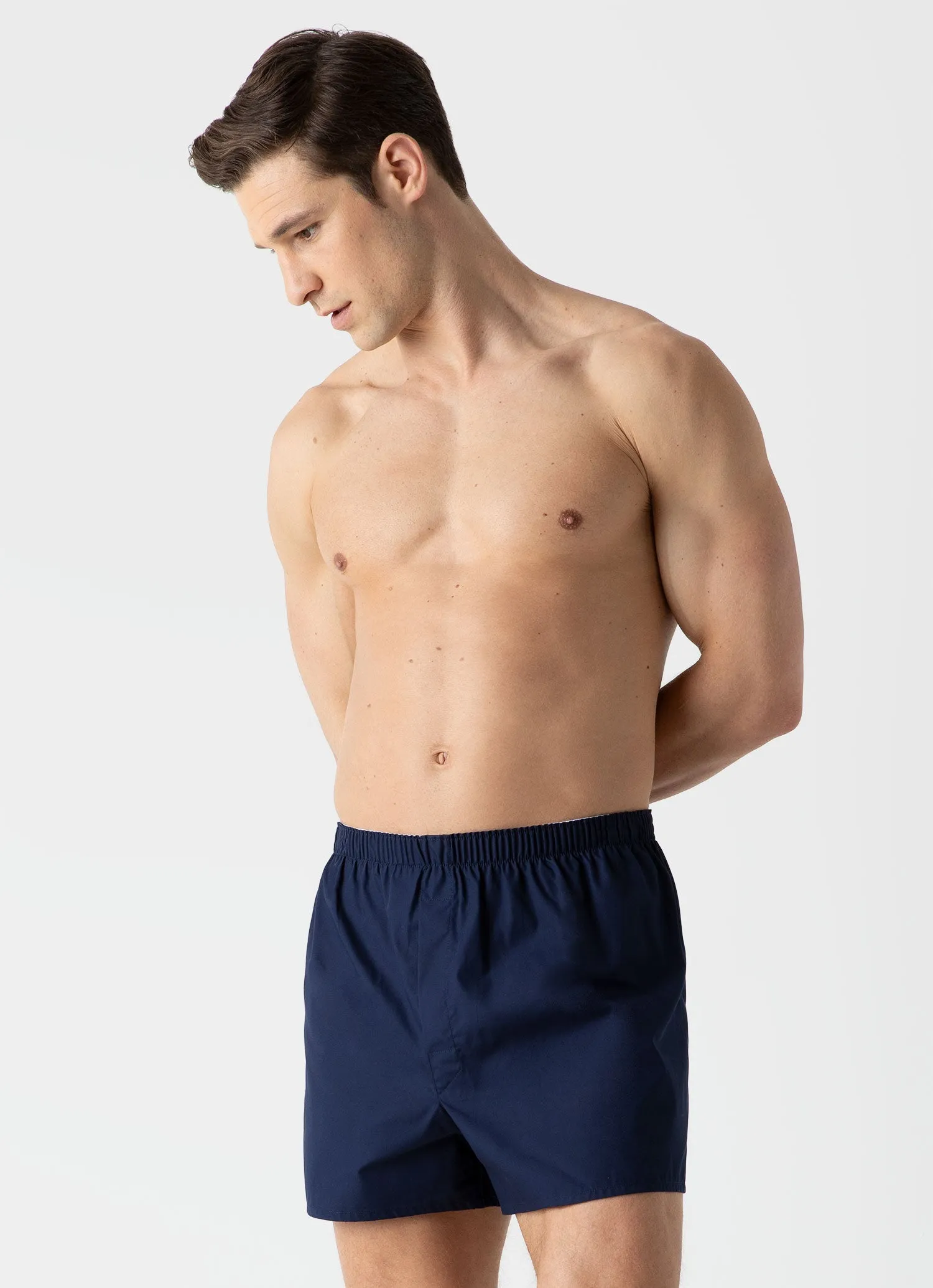 Men's Classic Boxer Shorts in Navy Sunspel