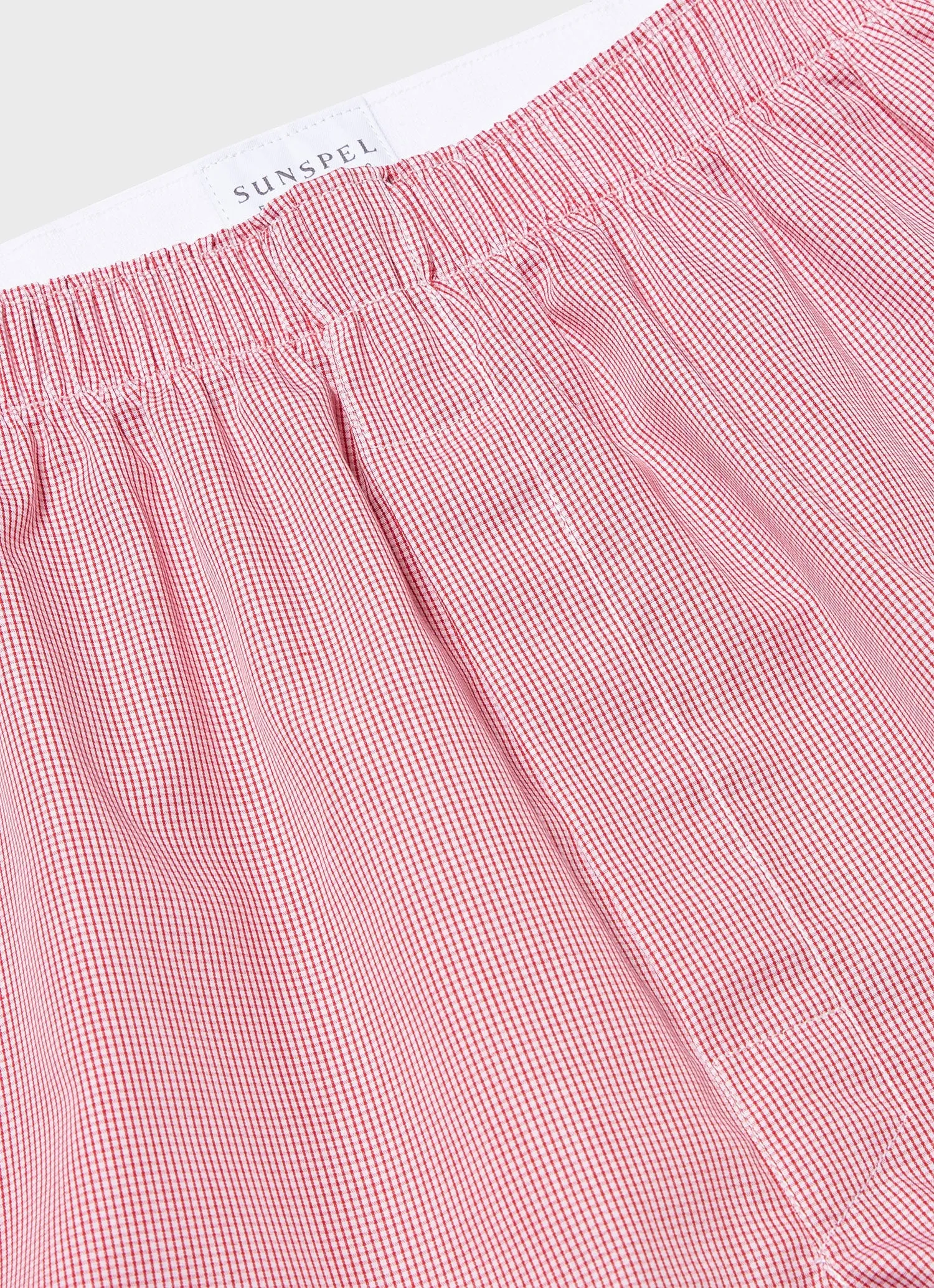 Men's Classic Boxer Shorts in Red Micro Gingham Sunspel
