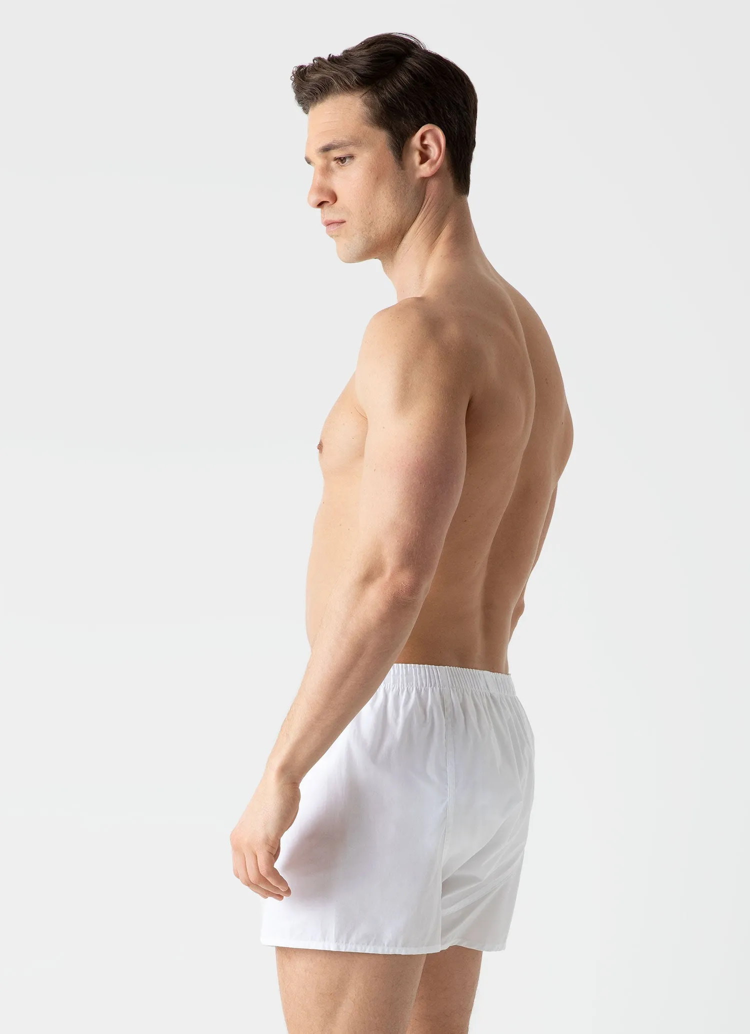 Men's Classic Boxer Shorts in White Sunspel