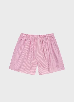 Men's Classic Boxer Shorts in White/Red/Navy Pinstripe Sunspel