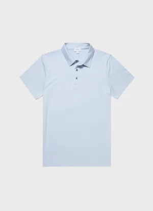 Men's Classic Jersey Polo Shirt in Blue Mist Sunspel