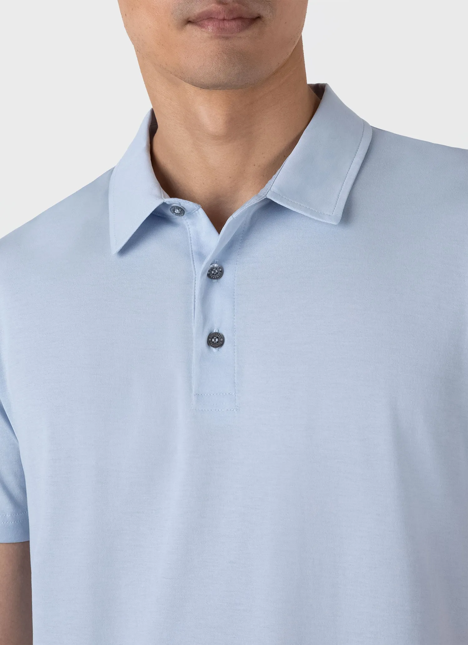Men's Classic Jersey Polo Shirt in Blue Mist Sunspel