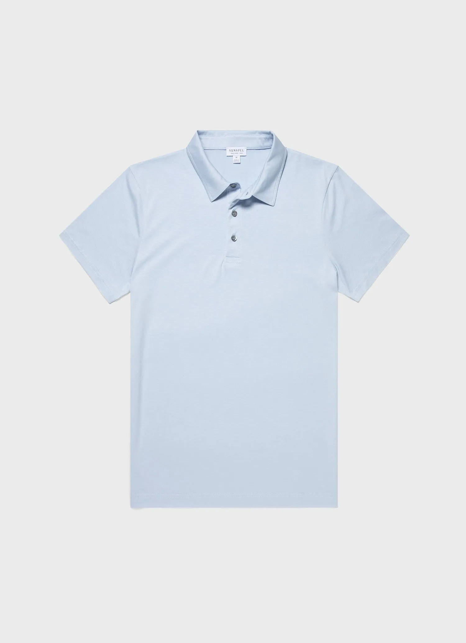 Men's Classic Jersey Polo Shirt in Blue Mist Sunspel