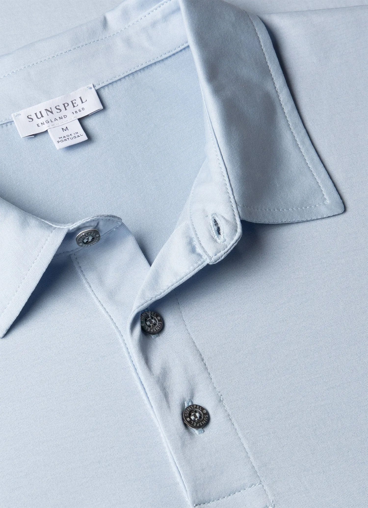 Men's Classic Jersey Polo Shirt in Blue Mist Sunspel