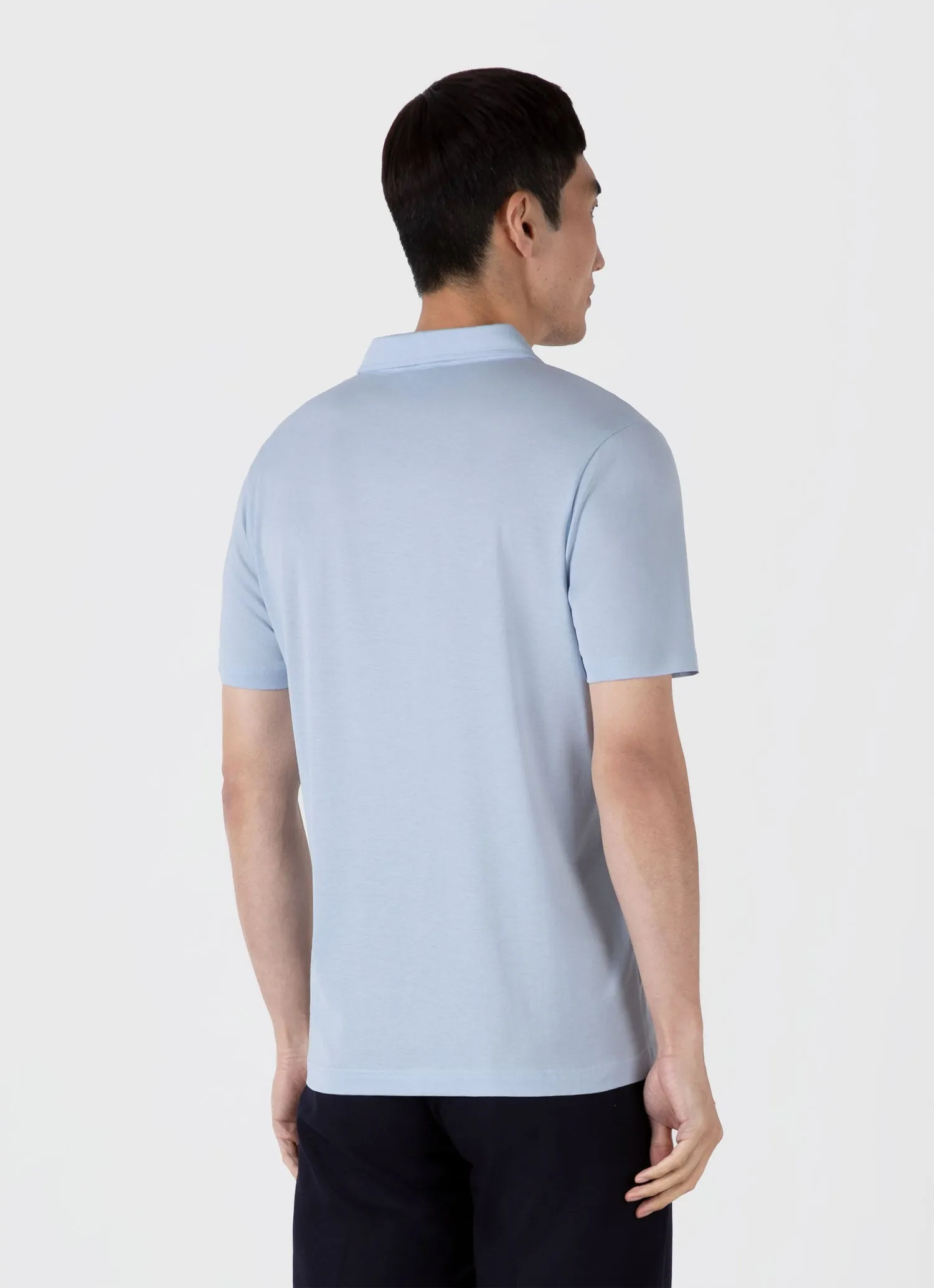 Men's Classic Jersey Polo Shirt in Blue Mist Sunspel