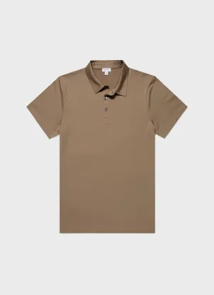 Men's Classic Jersey Polo Shirt in Dark Stone Sunspel