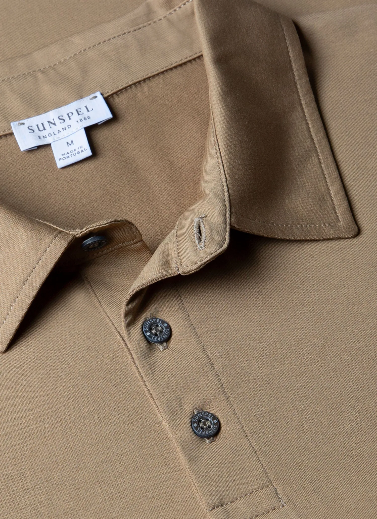Men's Classic Jersey Polo Shirt in Dark Stone Sunspel