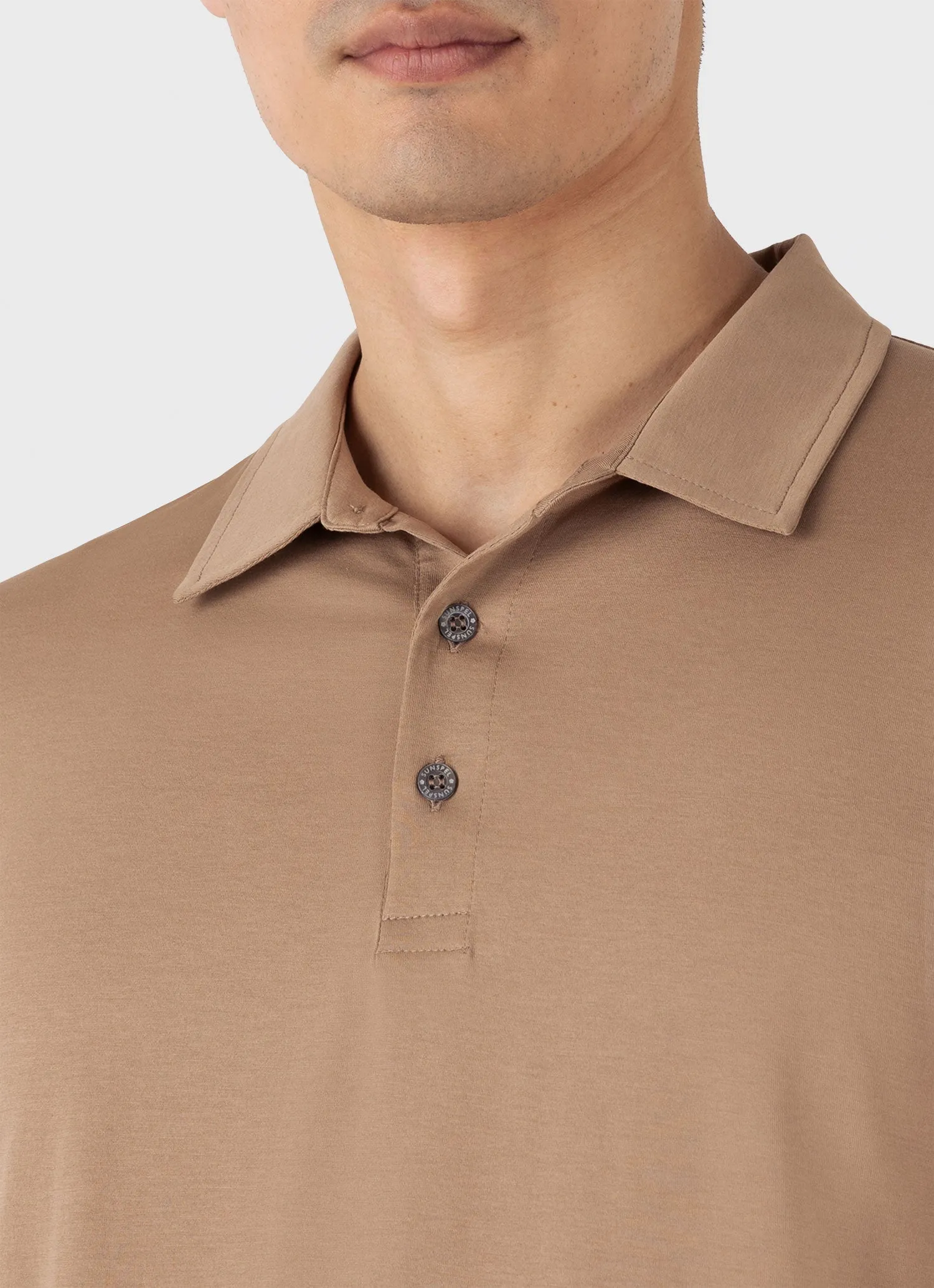 Men's Classic Jersey Polo Shirt in Dune Sunspel