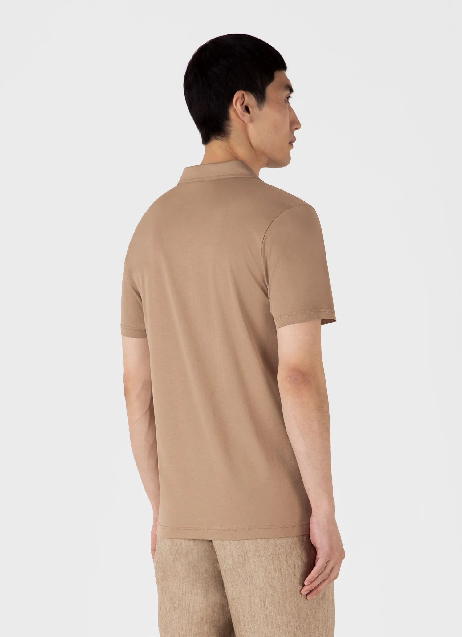 Men's Classic Jersey Polo Shirt in Dune Sunspel