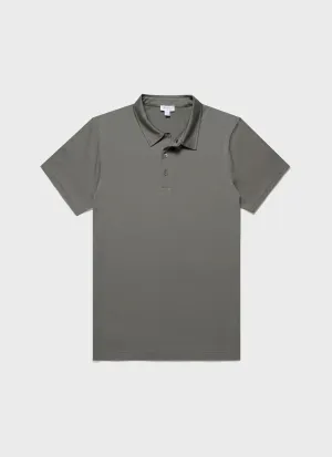 Men's Classic Jersey Polo Shirt in Dusk Green Sunspel