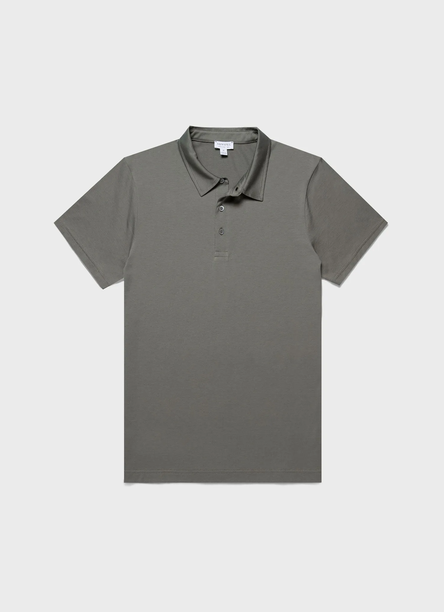 Men's Classic Jersey Polo Shirt in Dusk Green Sunspel