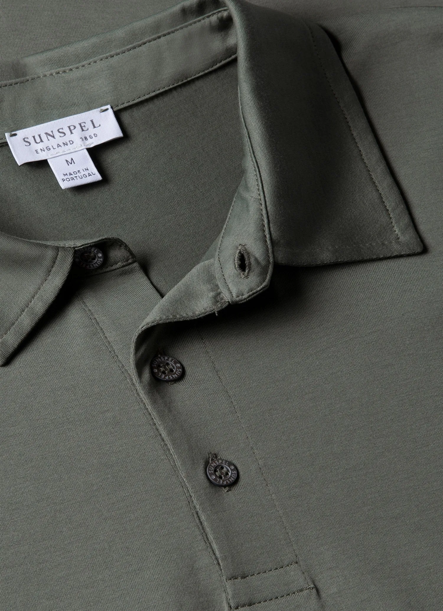 Men's Classic Jersey Polo Shirt in Dusk Green Sunspel