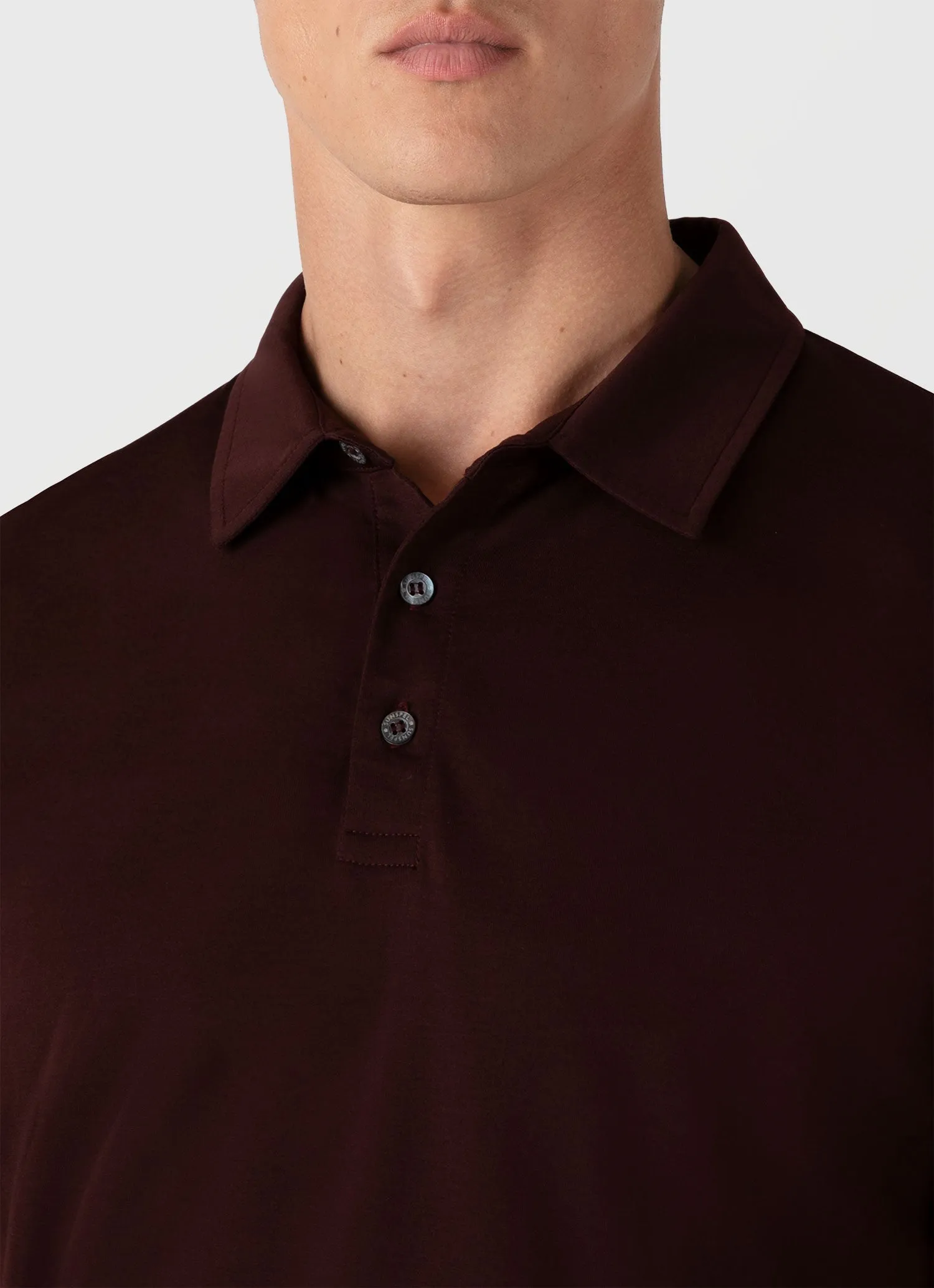 Men's Classic Jersey Polo Shirt in Raisin Sunspel