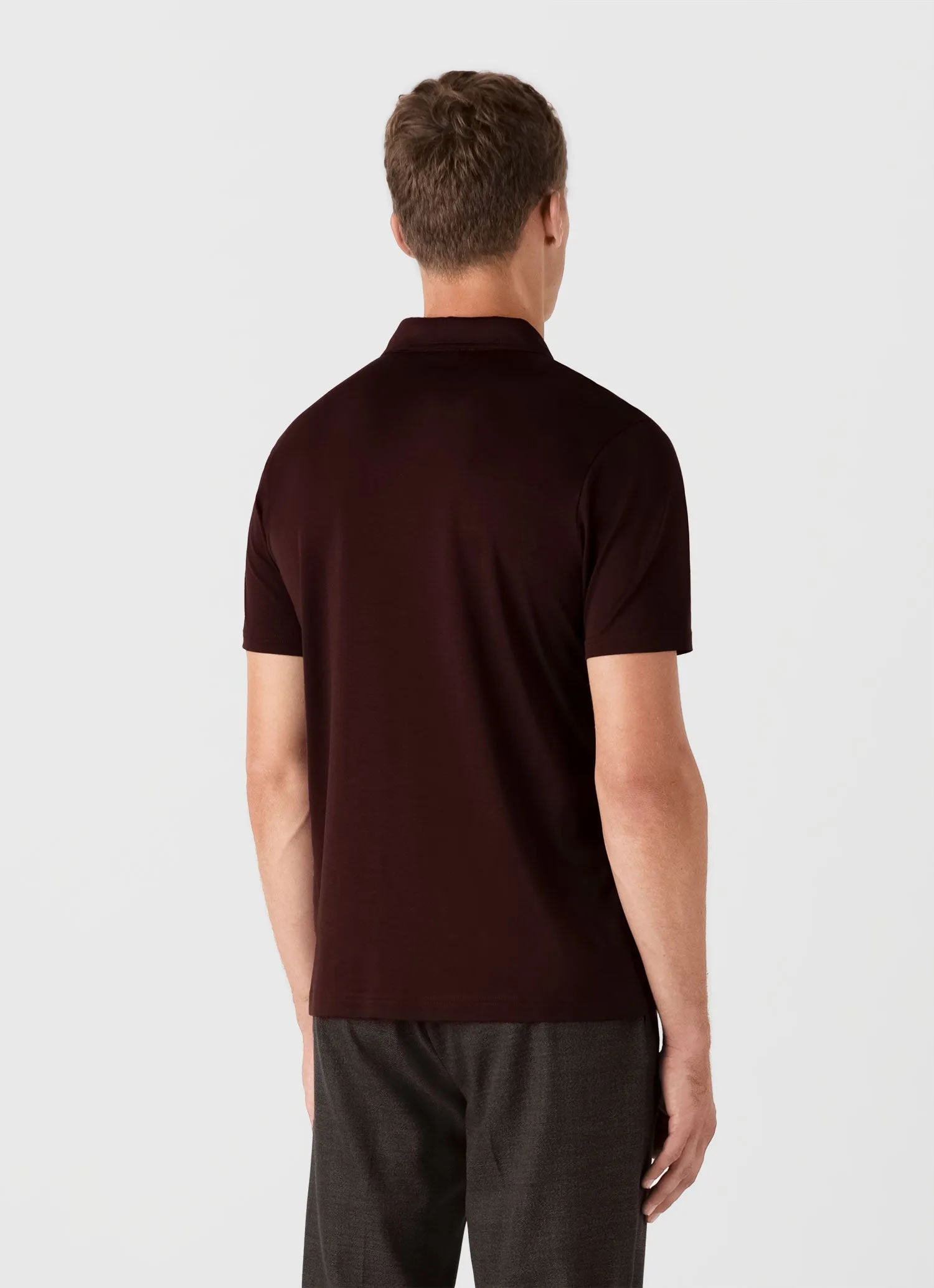Men's Classic Jersey Polo Shirt in Raisin Sunspel