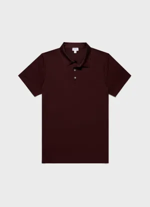 Men's Classic Jersey Polo Shirt in Raisin Sunspel
