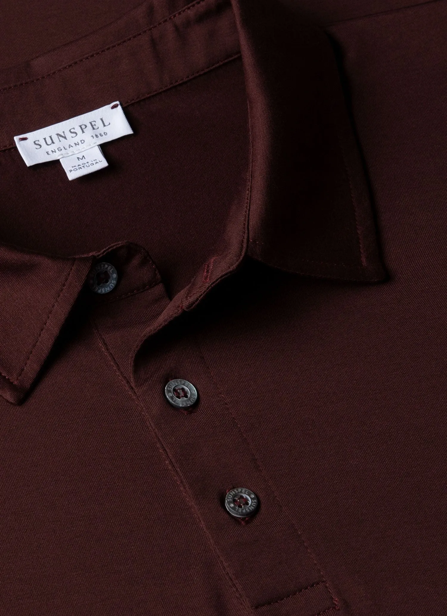 Men's Classic Jersey Polo Shirt in Raisin Sunspel