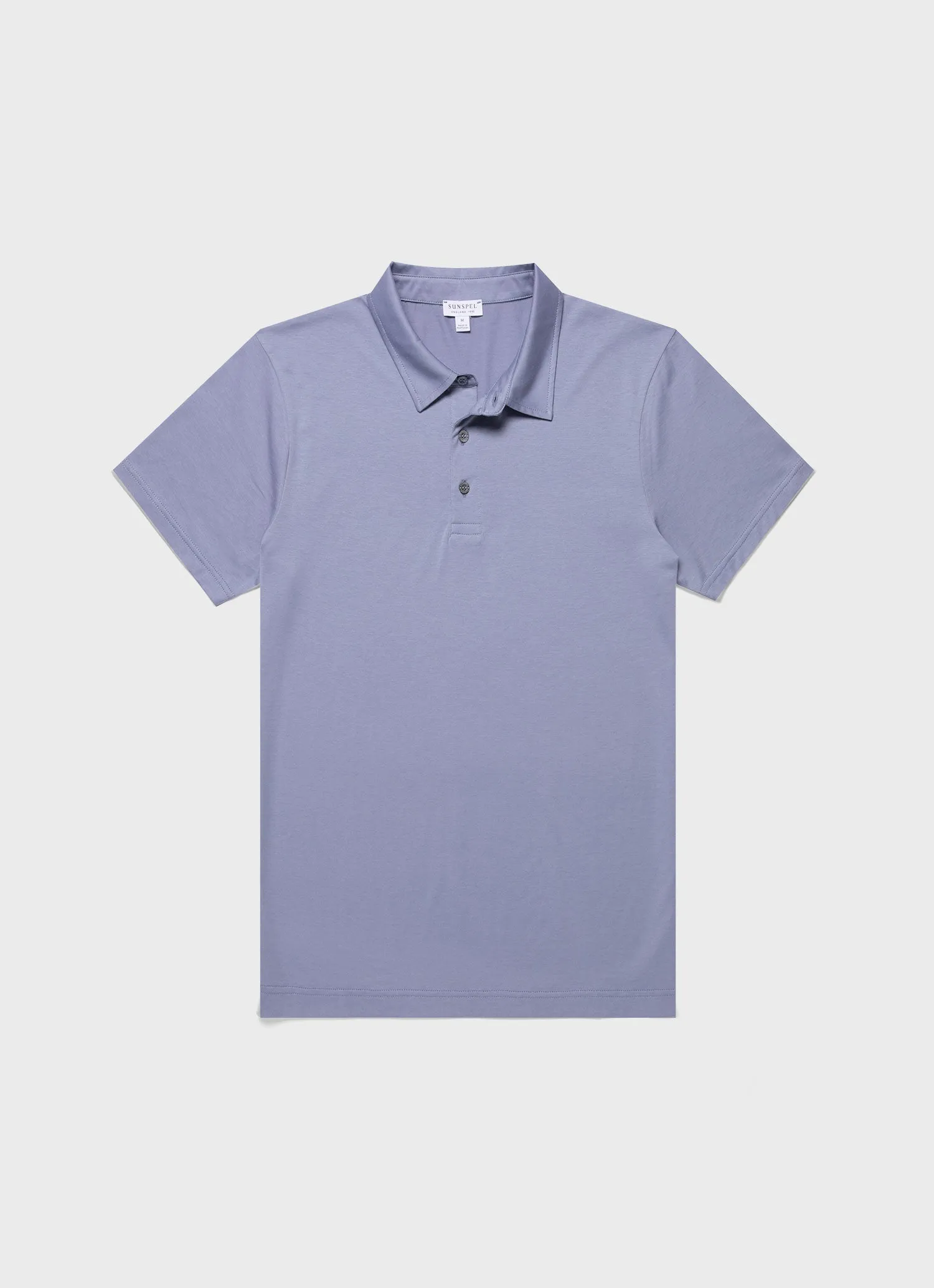 Men's Classic Jersey Polo Shirt in Vintage Blue Sunspel