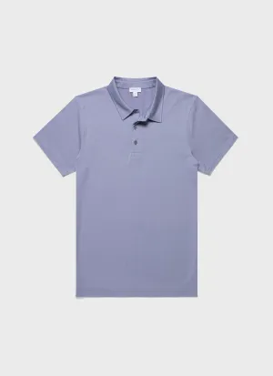Men's Classic Jersey Polo Shirt in Vintage Blue Sunspel