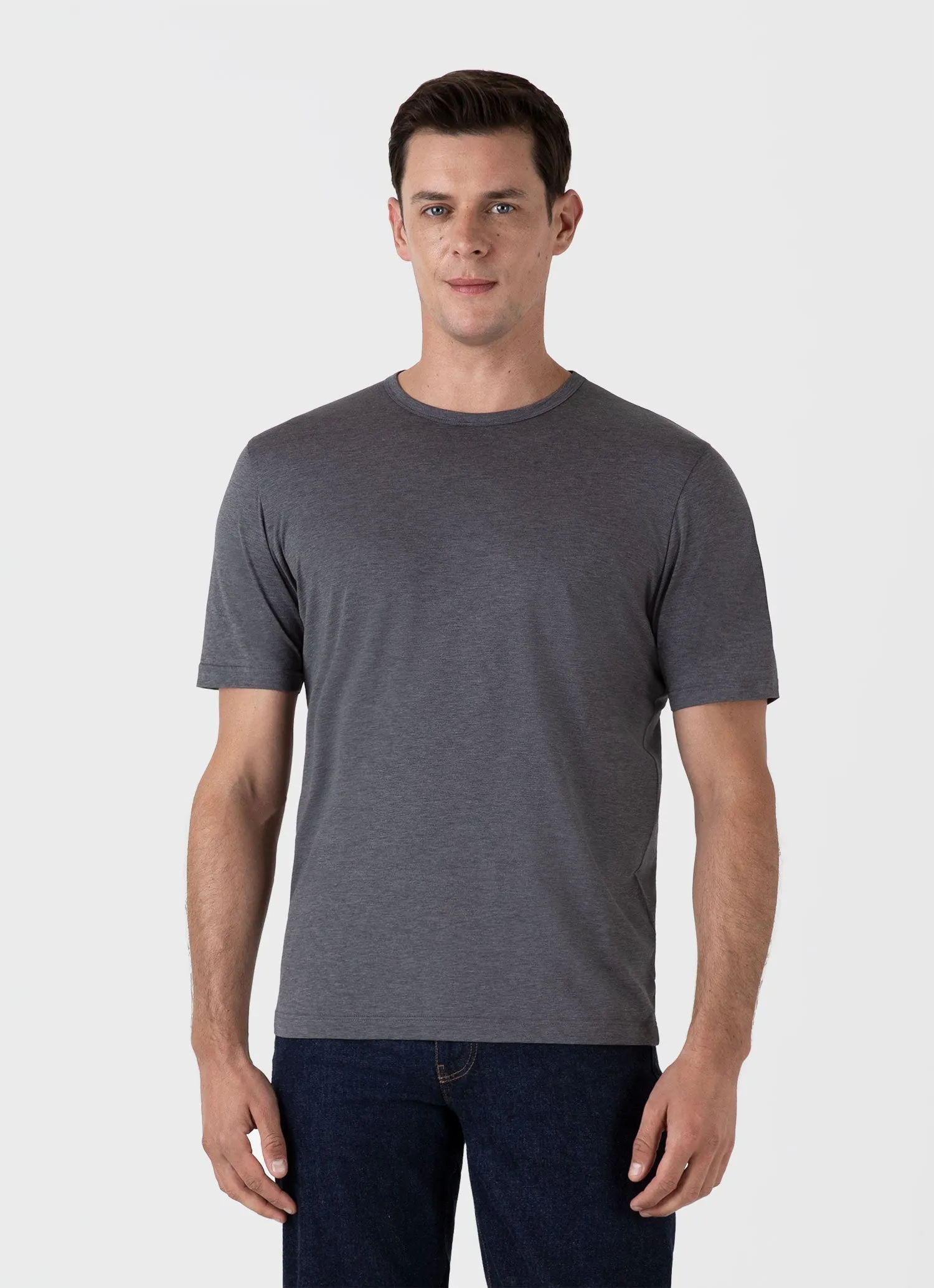 Men's Classic T-shirt in Charcoal Melange Sunspel