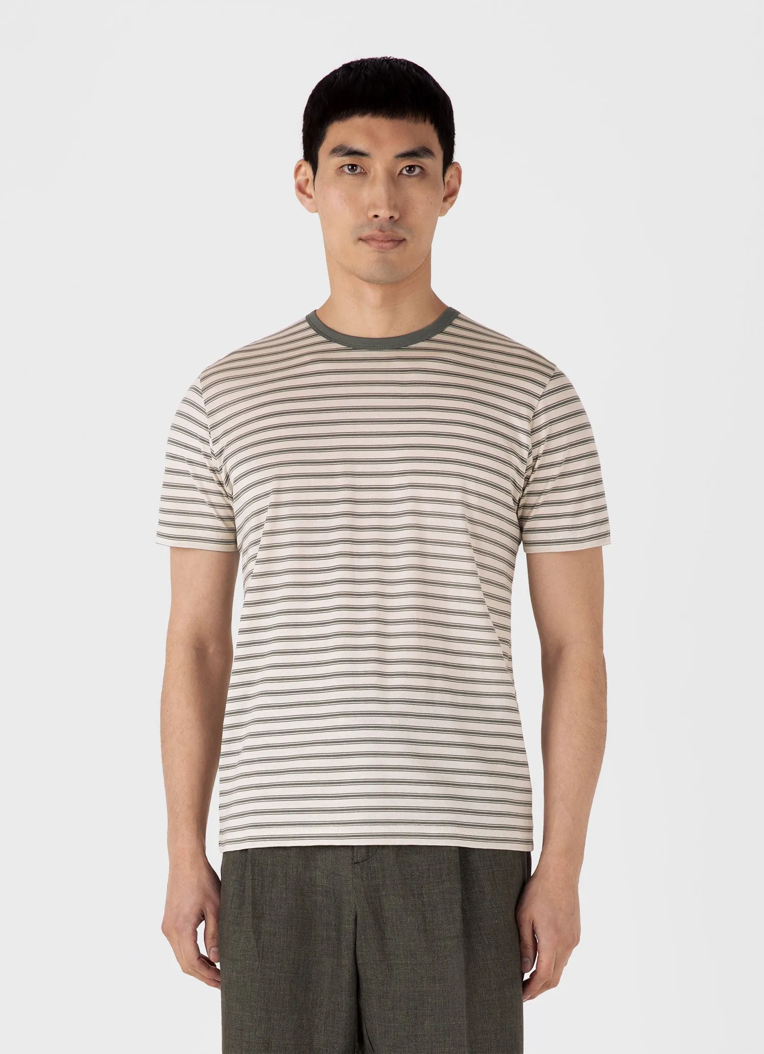 Men's Classic T-shirt in Dusk Green/Undyed Sunspel