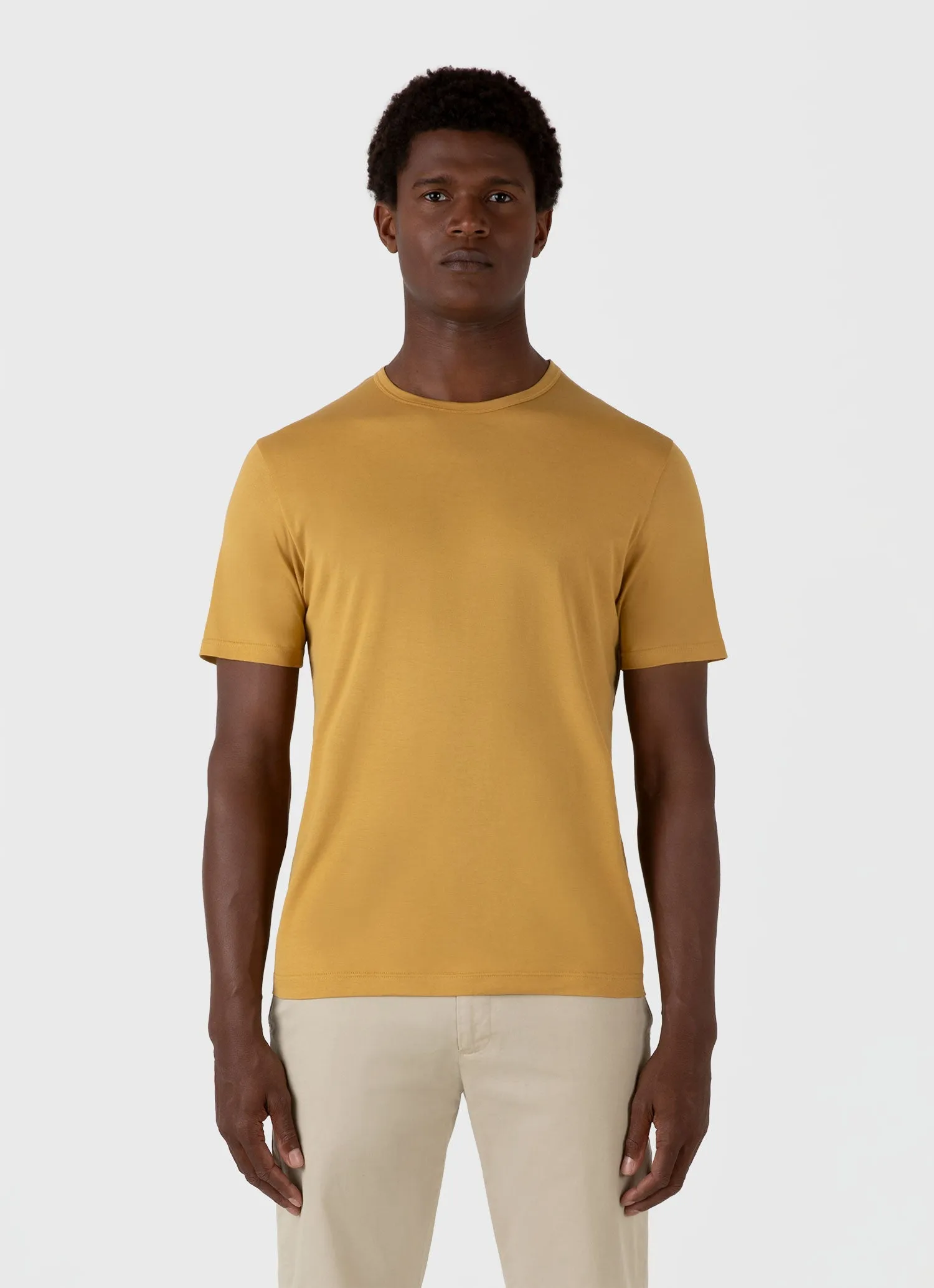 Men's Classic T-shirt in Mustard Sunspel
