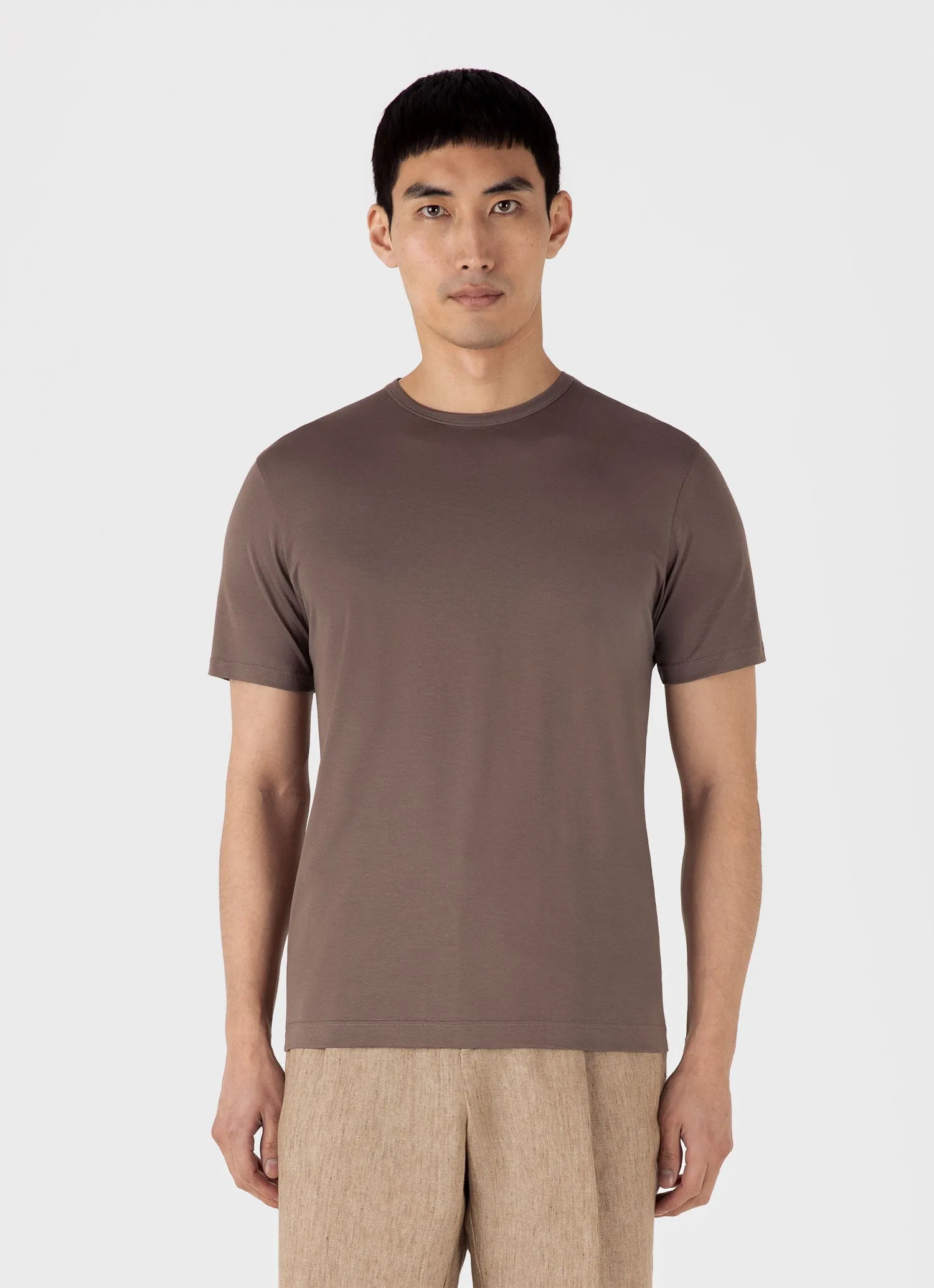 Men's Classic T-shirt in Walnut Sunspel