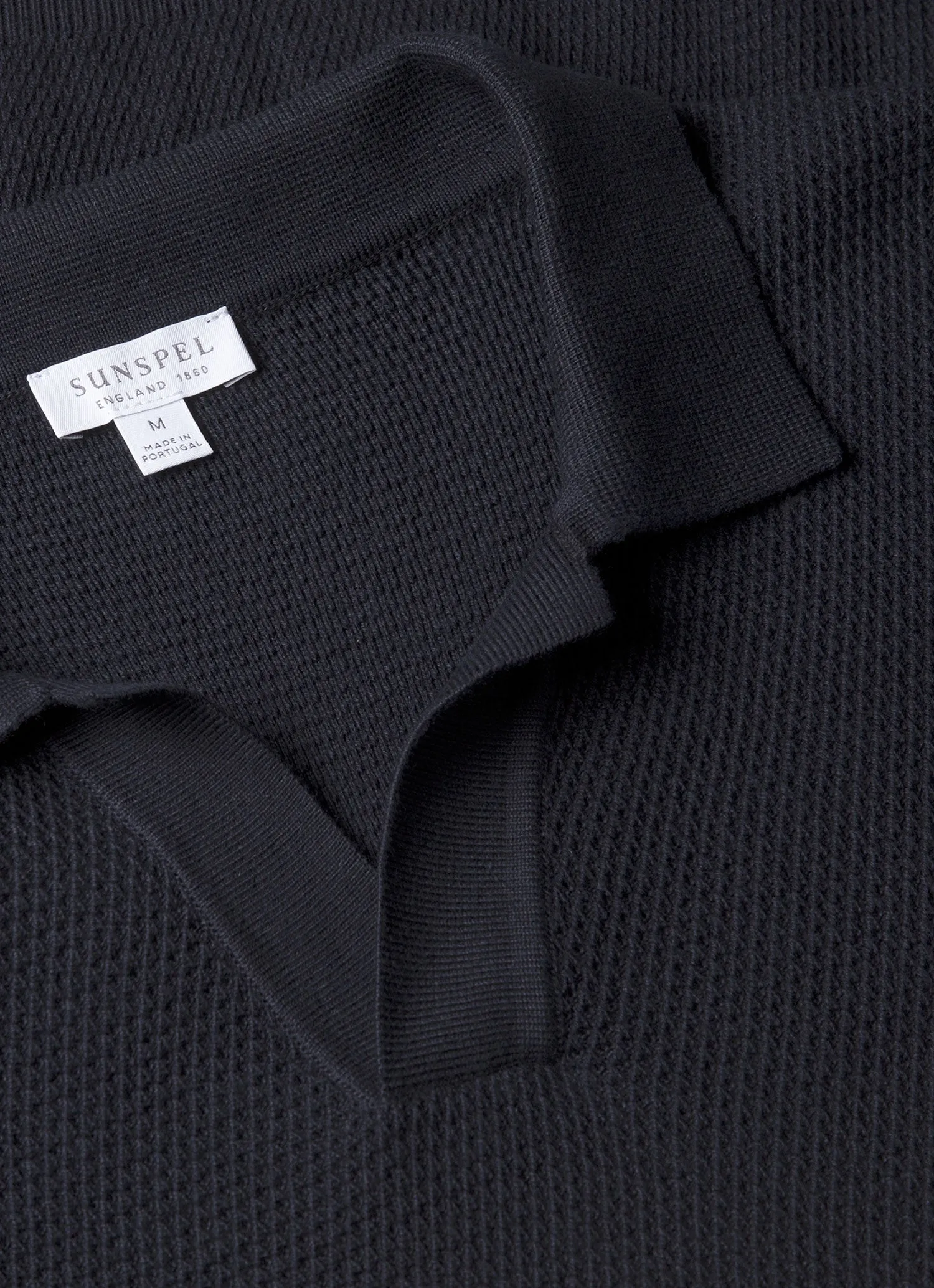 Men's Compact Mesh Knit Polo Shirt in Navy Sunspel