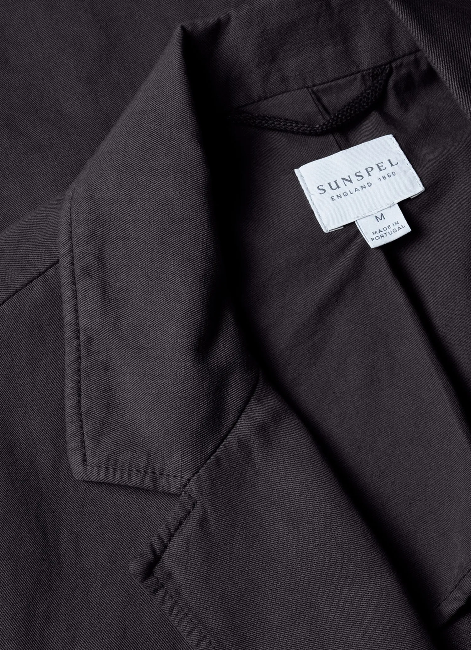 Men's Cotton Linen Unstructured Blazer in Charcoal Sunspel