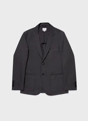 Men's Cotton Linen Unstructured Blazer in Charcoal Sunspel