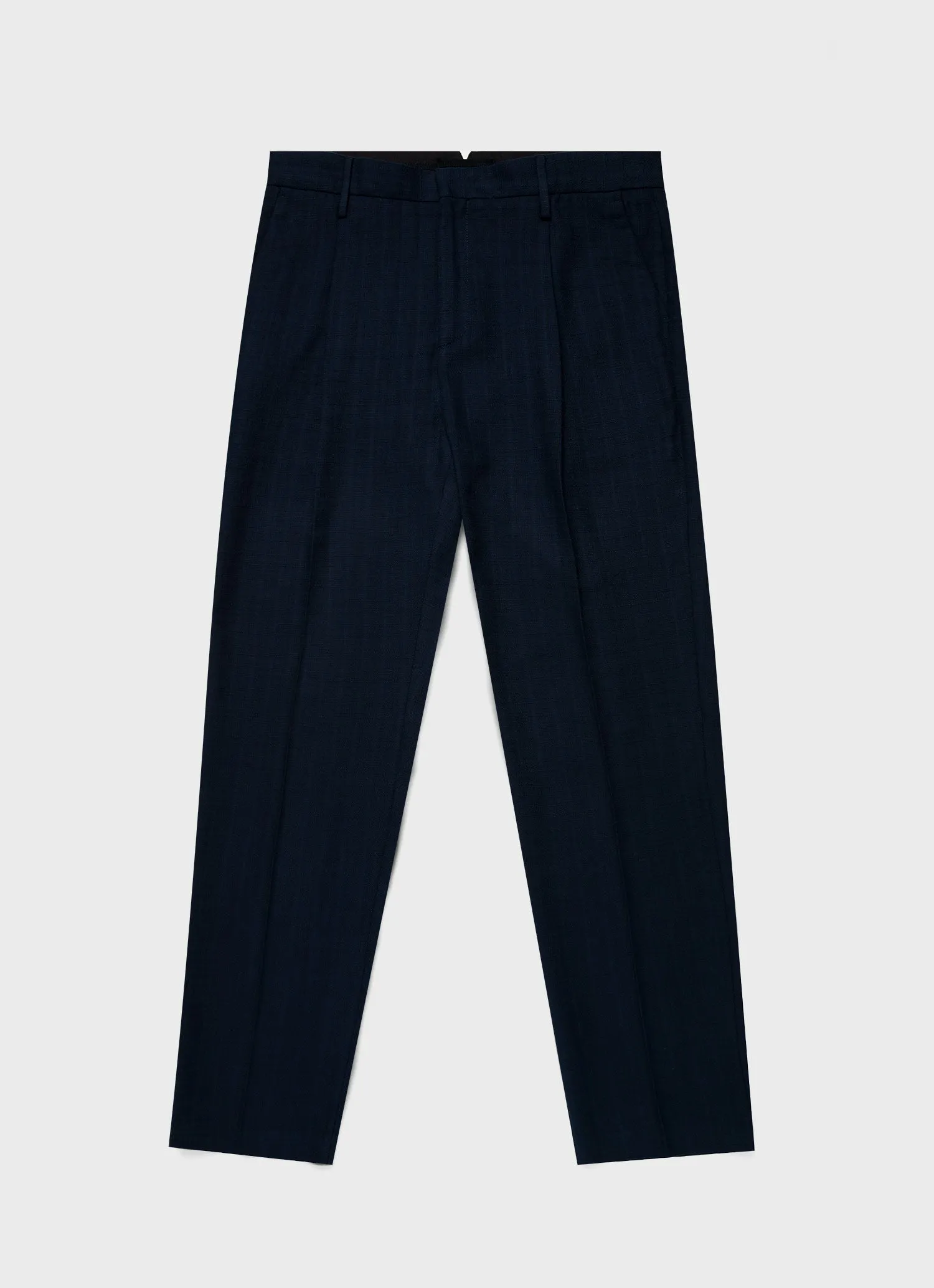 Men's Cotton Raffia Pleat Trouser in Navy Sunspel