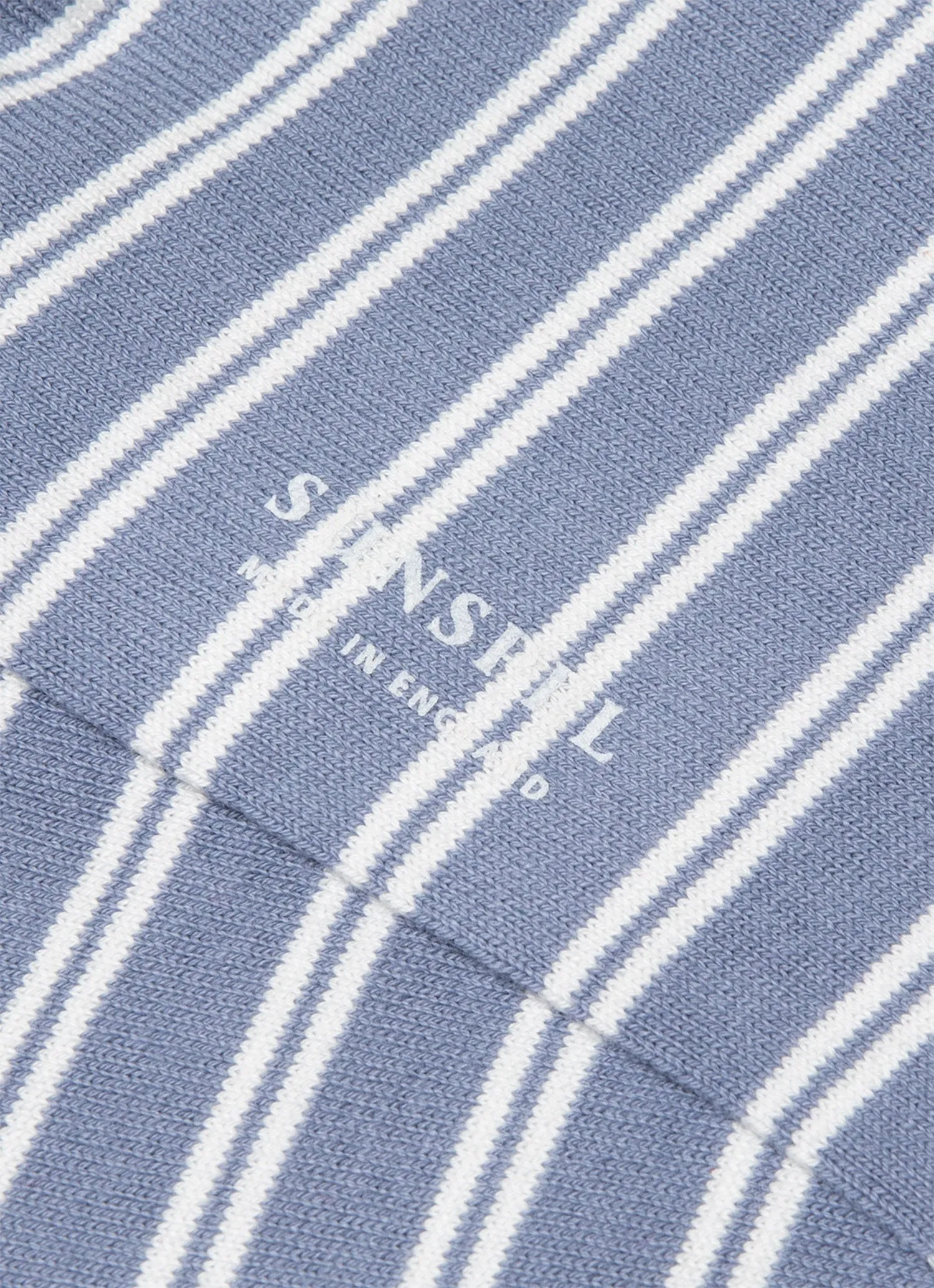 Men's Cotton Socks in Vintage Blue/Ecru Sunspel