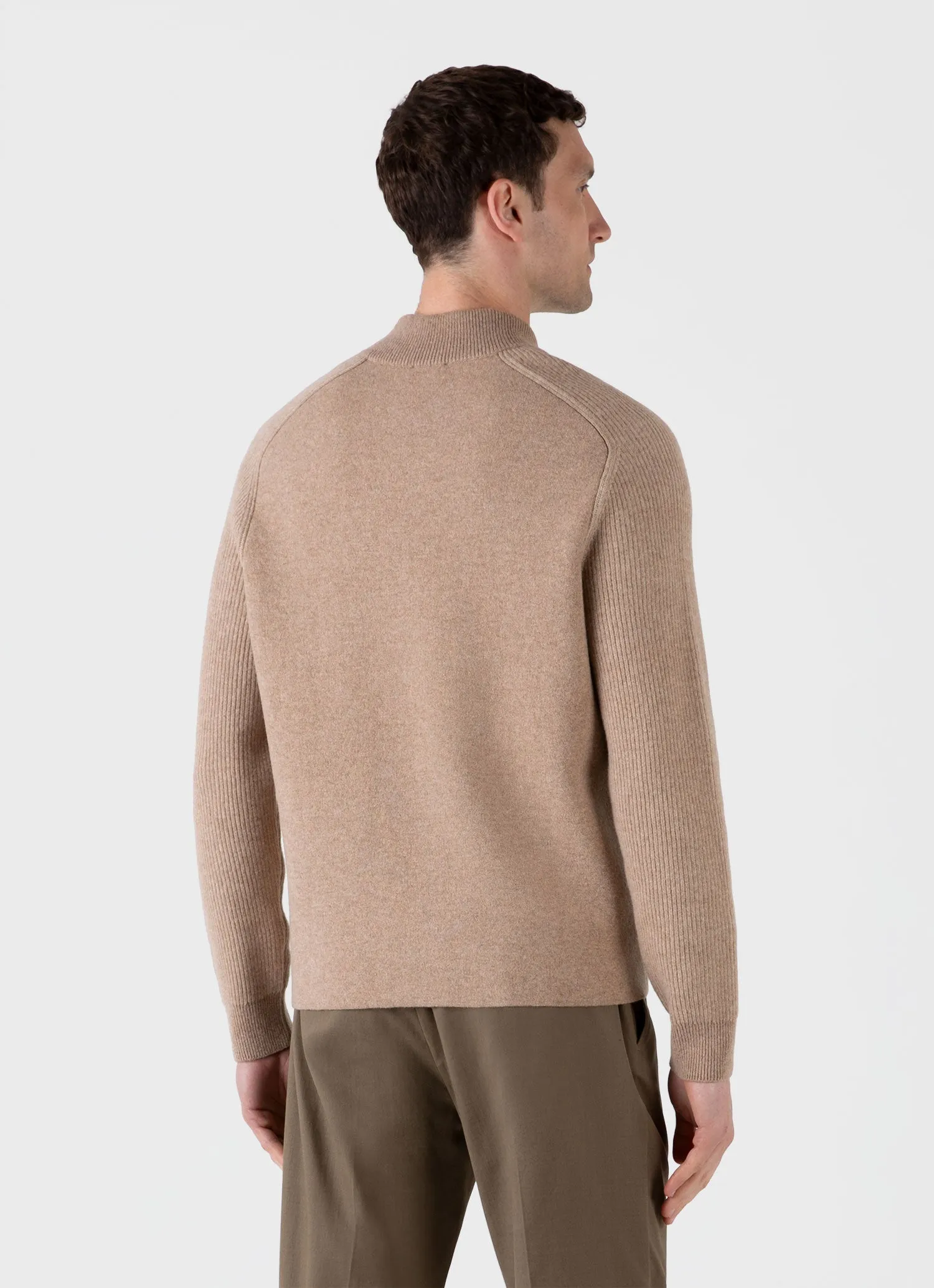 Men's Double Faced Bomber Jacket in Light Sandstone Sunspel