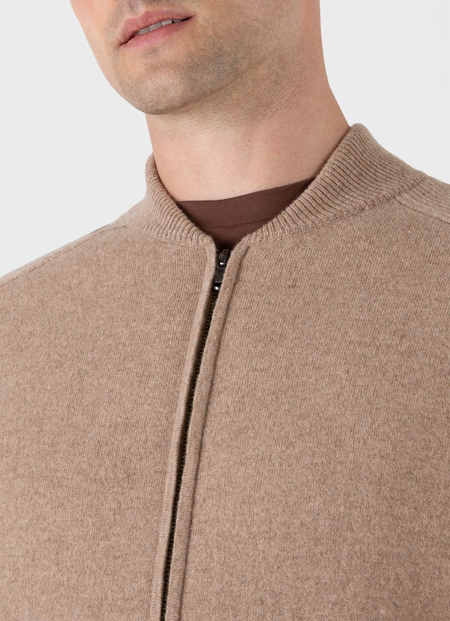 Men's Double Faced Bomber Jacket in Light Sandstone Sunspel