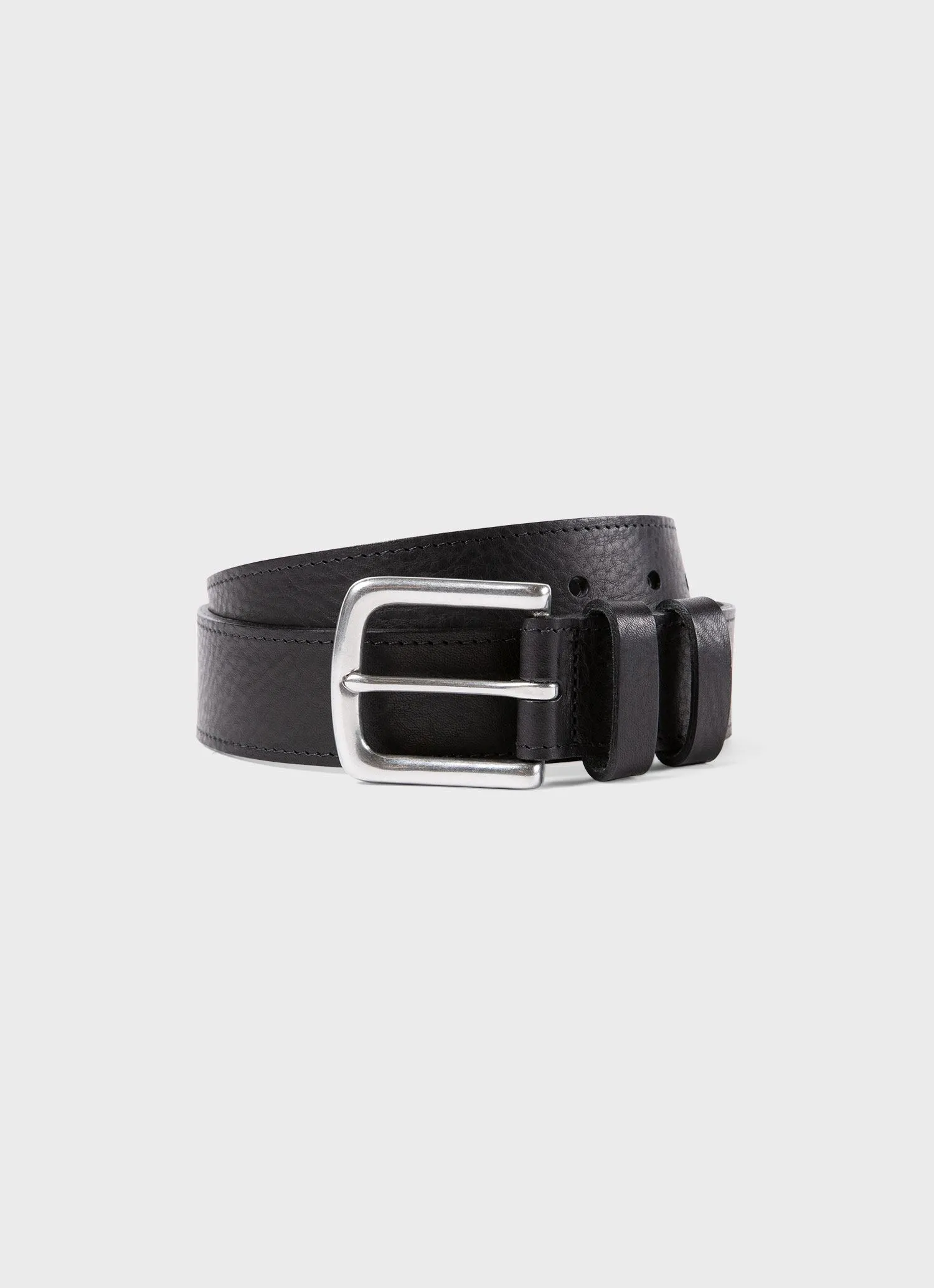 Men's Grained Leather Belt in Black Sunspel