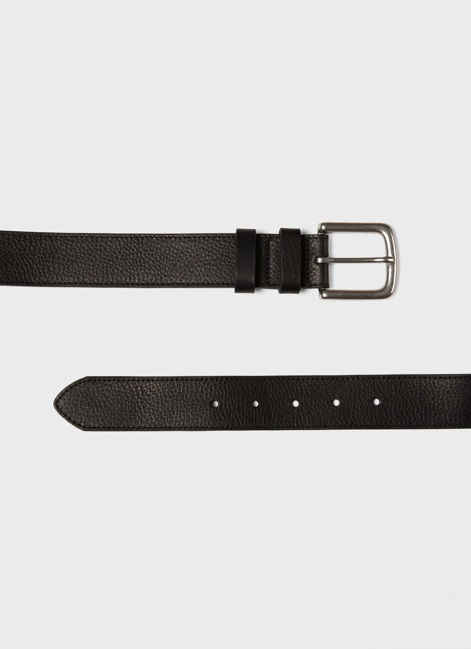 Men's Grained Leather Belt in Black Sunspel
