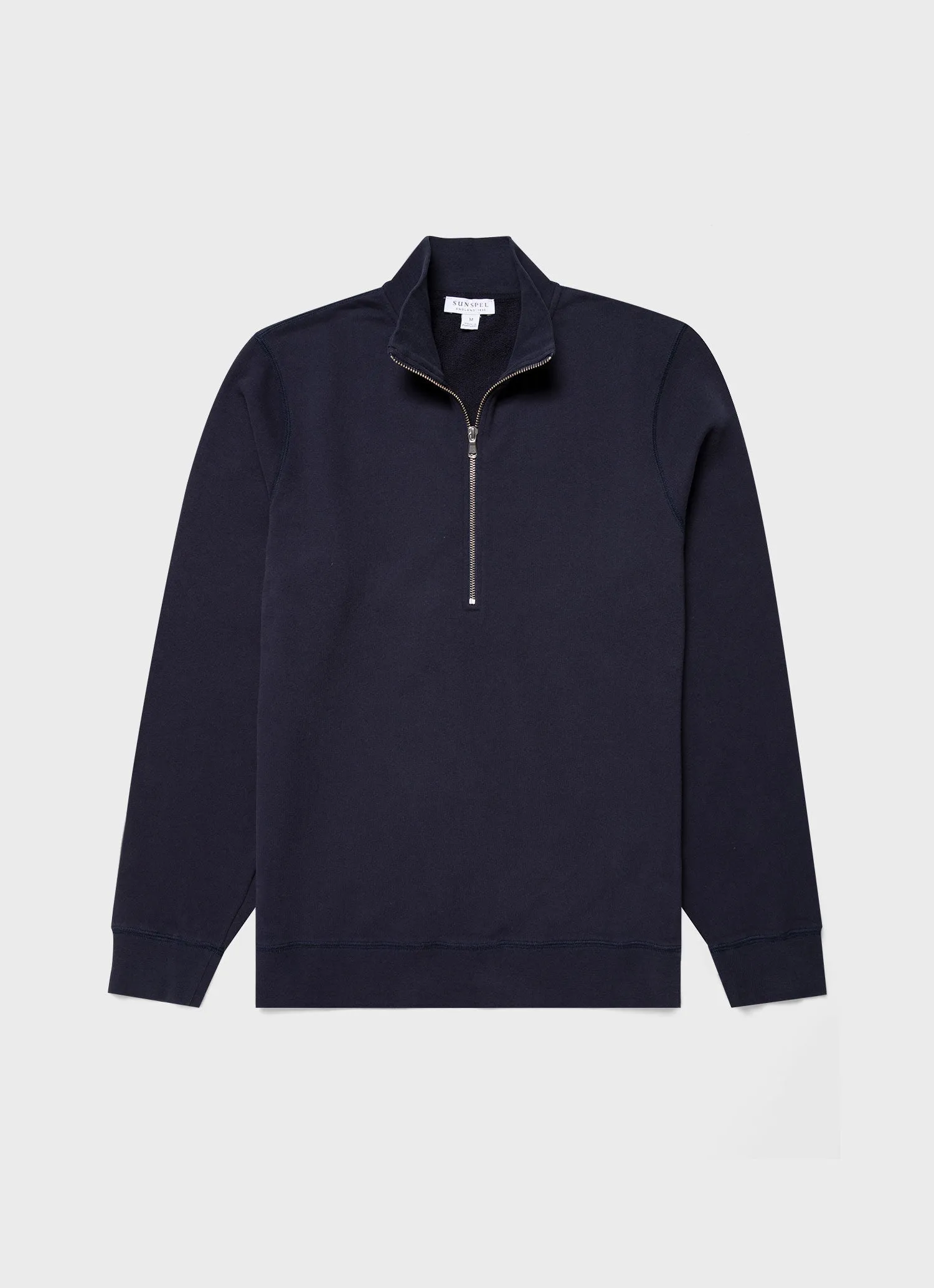 Men's Half Zip Loopback Sweatshirt in Navy Sunspel