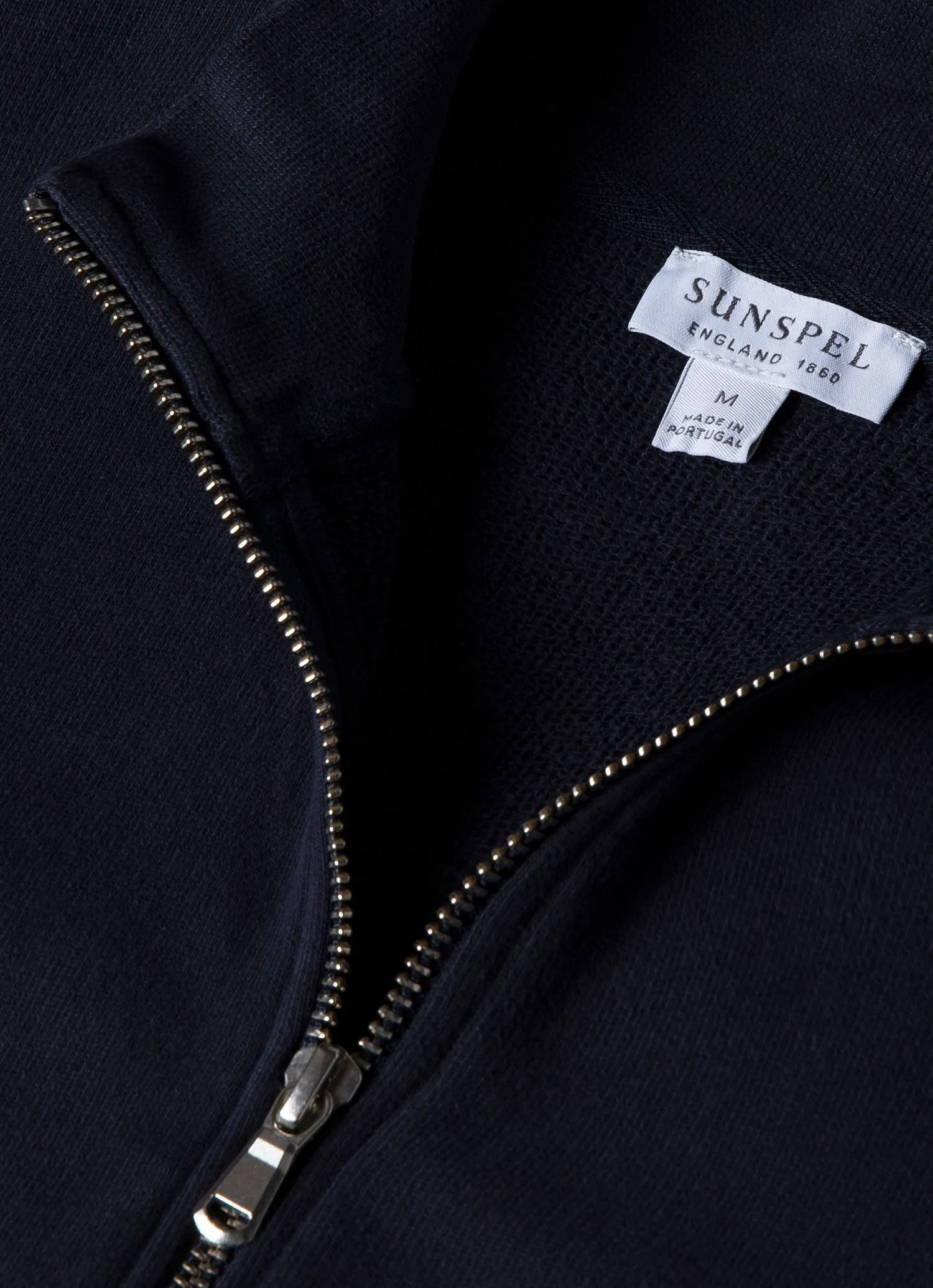 Men's Half Zip Loopback Sweatshirt in Navy Sunspel