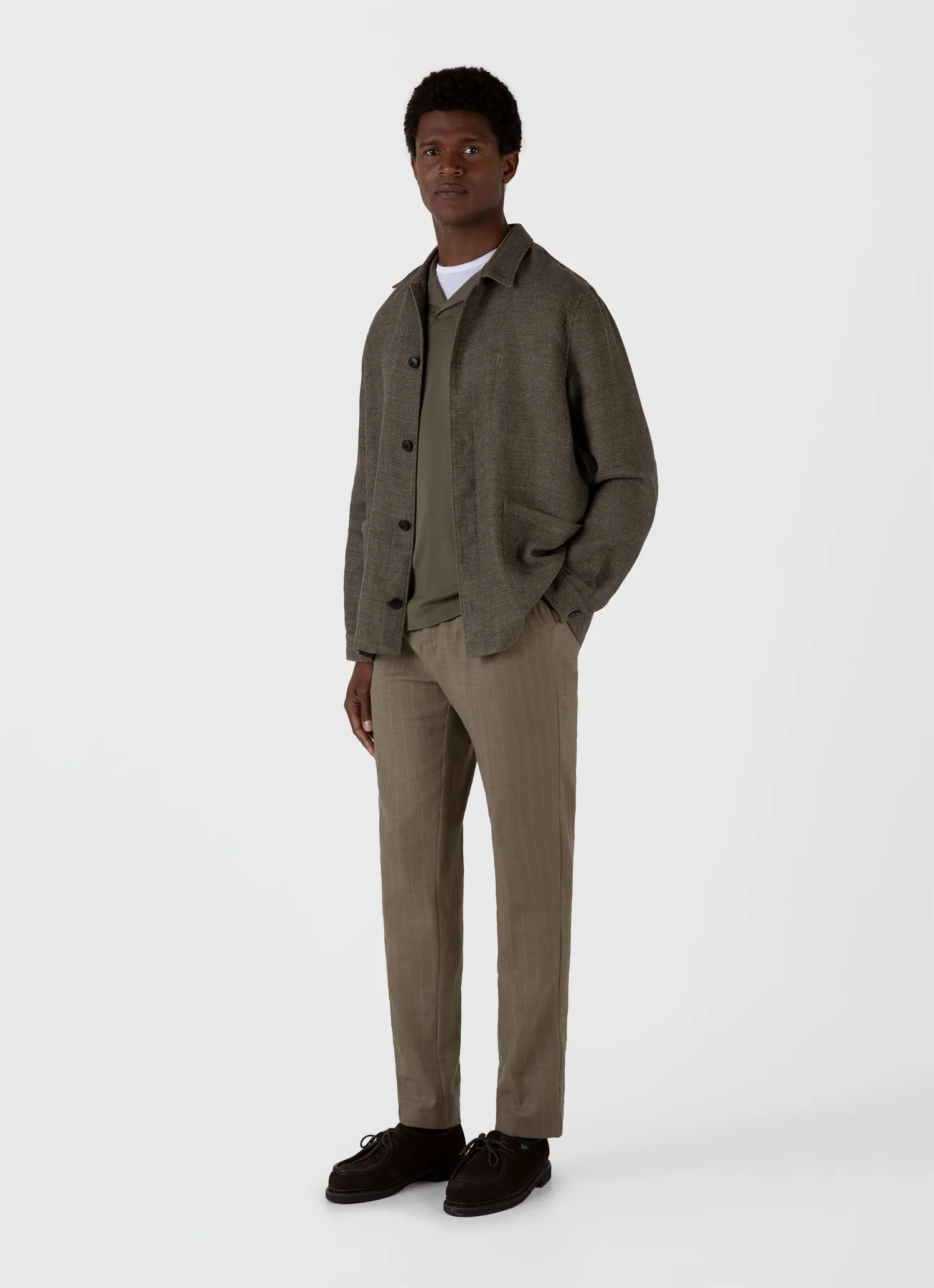 Men's Heavyweight Polo Shirt in Khaki Sunspel