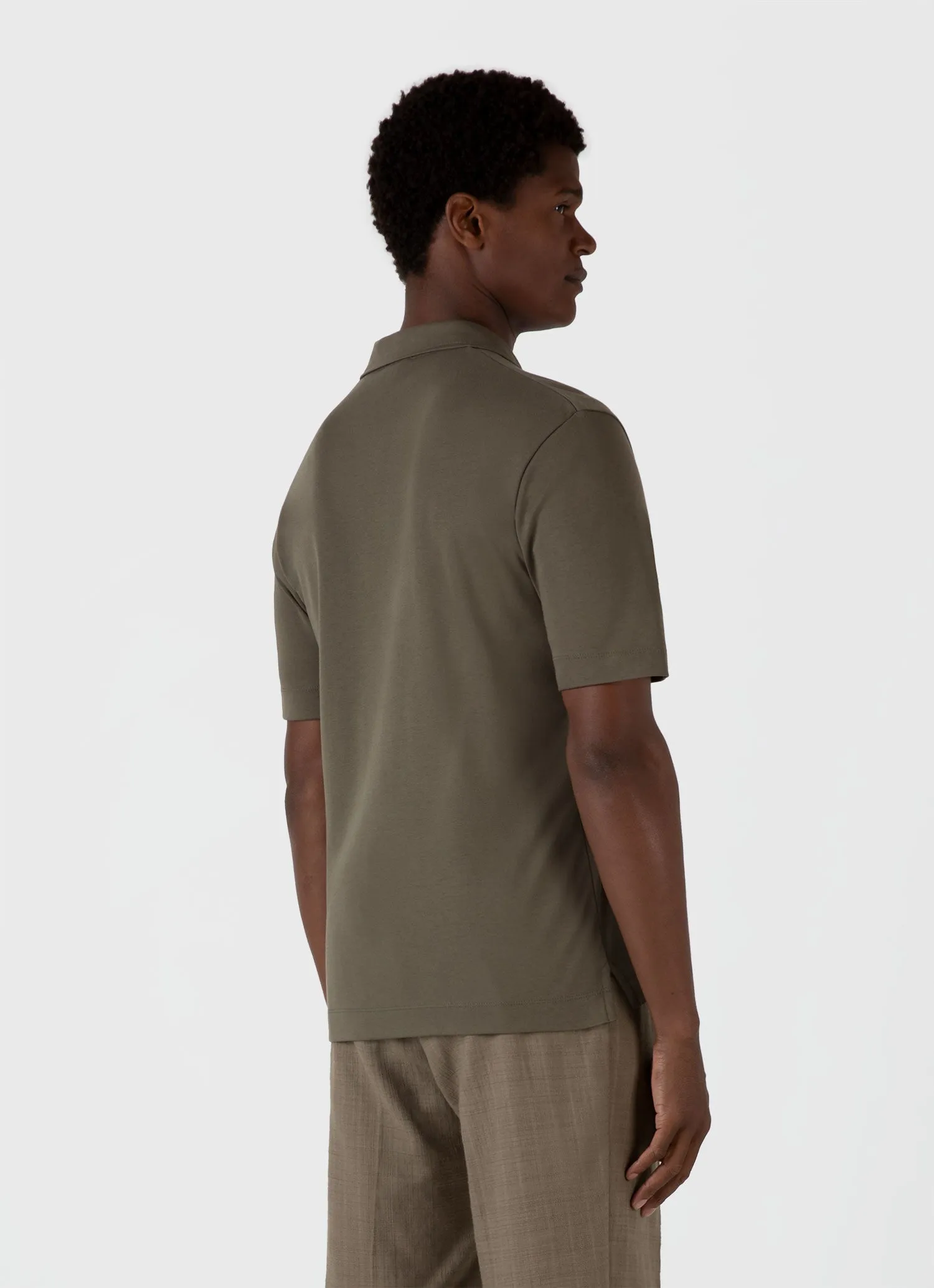 Men's Heavyweight Polo Shirt in Khaki Sunspel