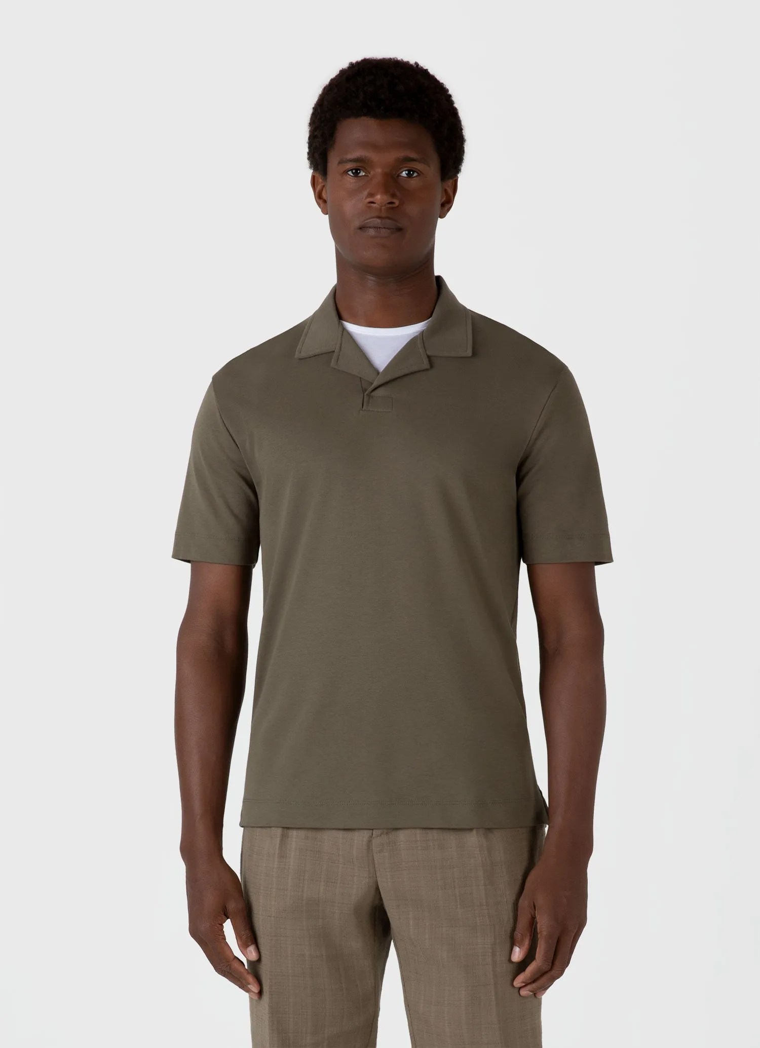 Men's Heavyweight Polo Shirt in Khaki Sunspel