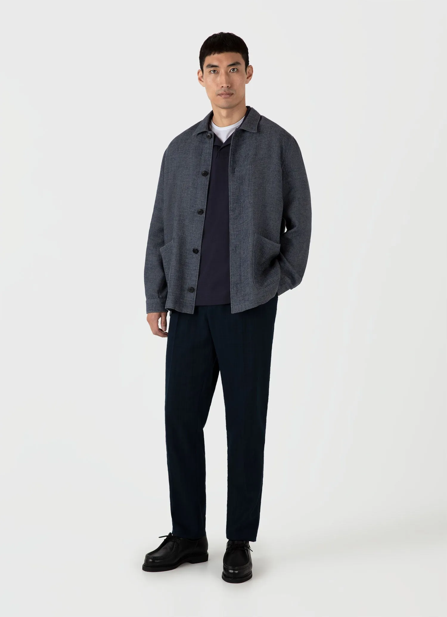 Men's Heavyweight Polo Shirt in Navy Sunspel