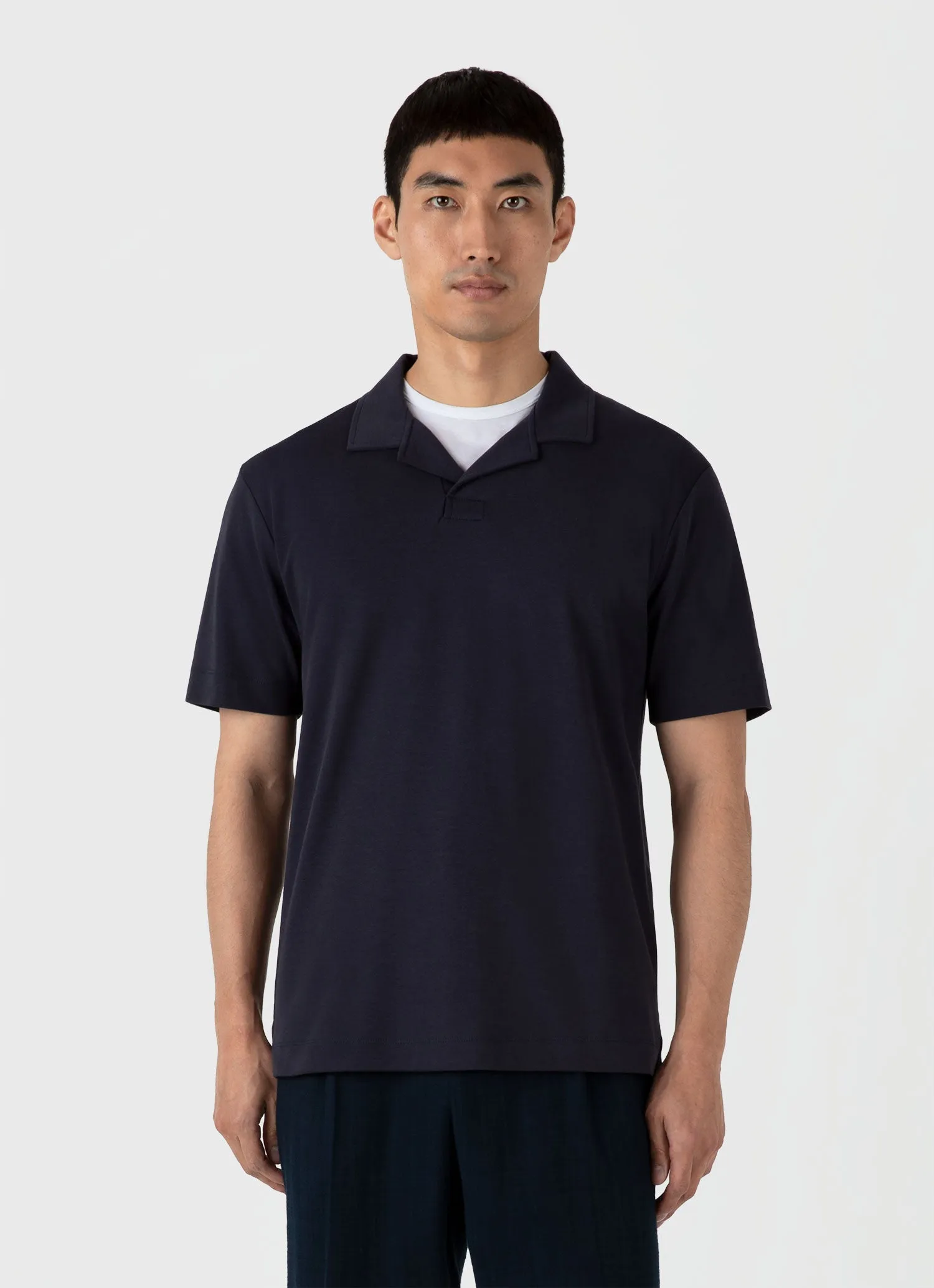 Men's Heavyweight Polo Shirt in Navy Sunspel