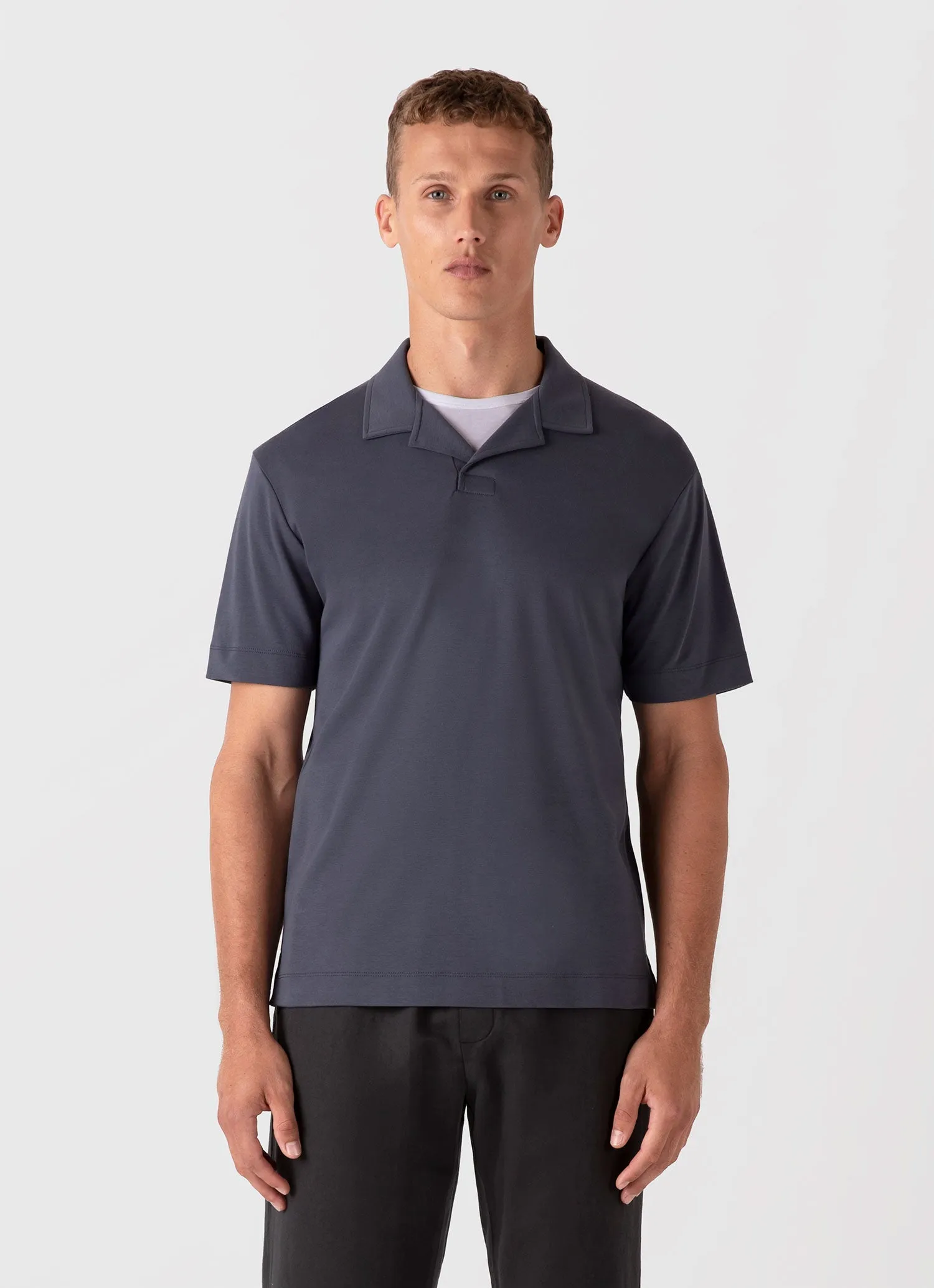 Men's Heavyweight Polo Shirt in Slate Blue Sunspel