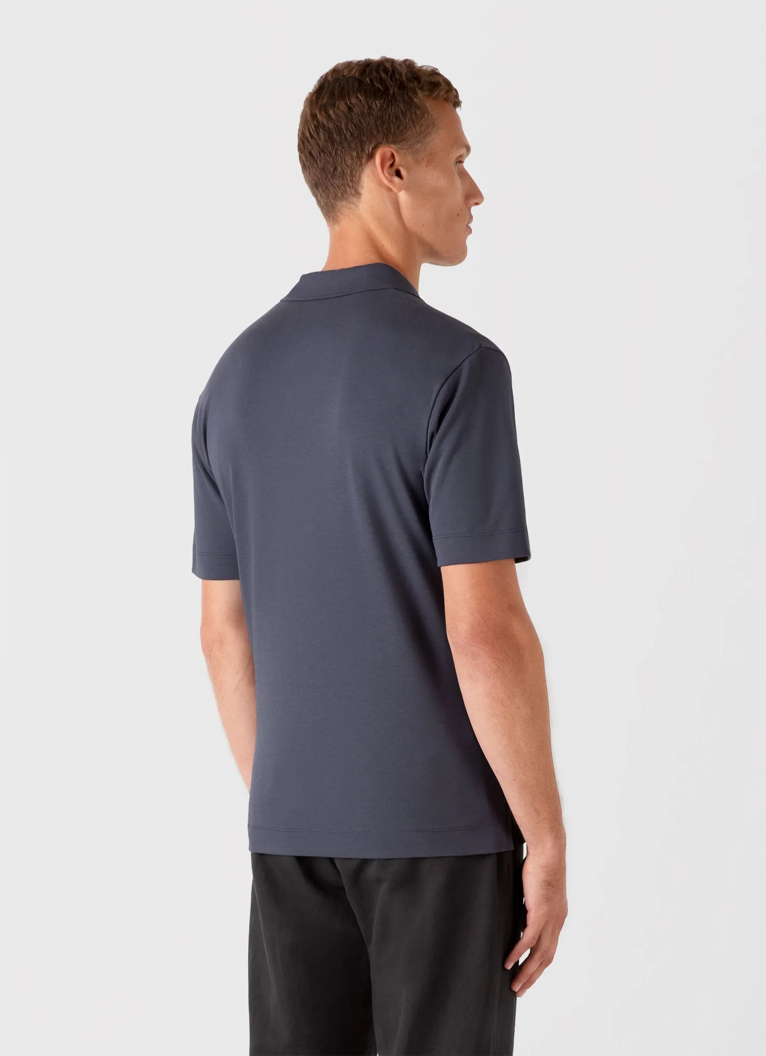 Men's Heavyweight Polo Shirt in Slate Blue Sunspel