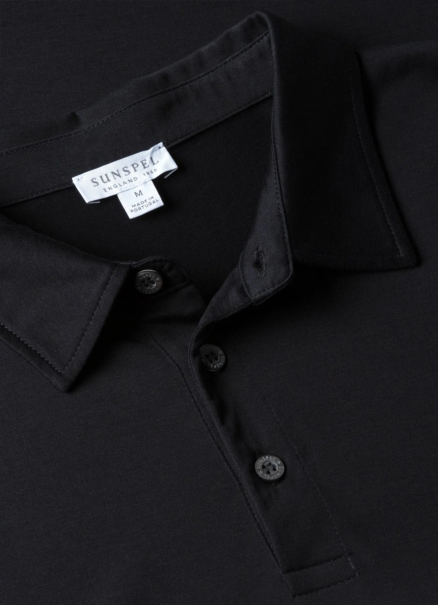 Men's Jersey Classic Polo Shirt in Black Sunspel