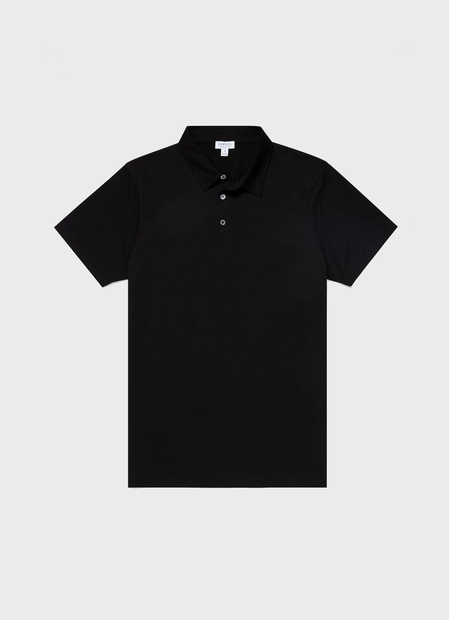 Men's Jersey Classic Polo Shirt in Black Sunspel