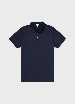 Men's Jersey Classic Polo Shirt in Navy Sunspel